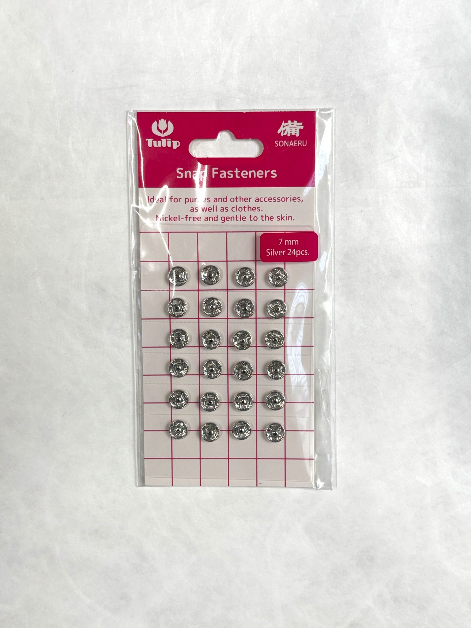 Tulip - "Sonaeru 備" Snap Fasteners Various Sizes 7mm to 21mm - Silver