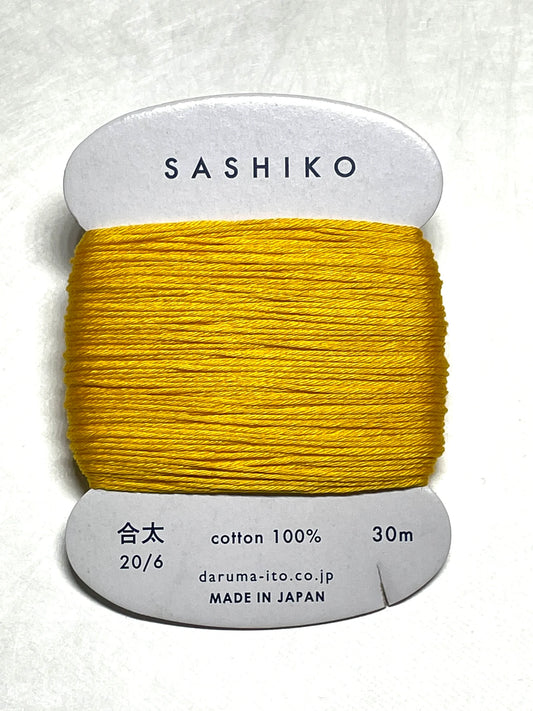 Daruma #204 SUNFLOWER YELLOW Japanese Cotton SASHIKO thread 30 meter card 20/6