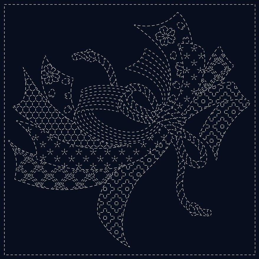 QH Textiles - Noshi #1 Sashiko Cotton Sashiko Fukin Sampler Cloth - Navy
