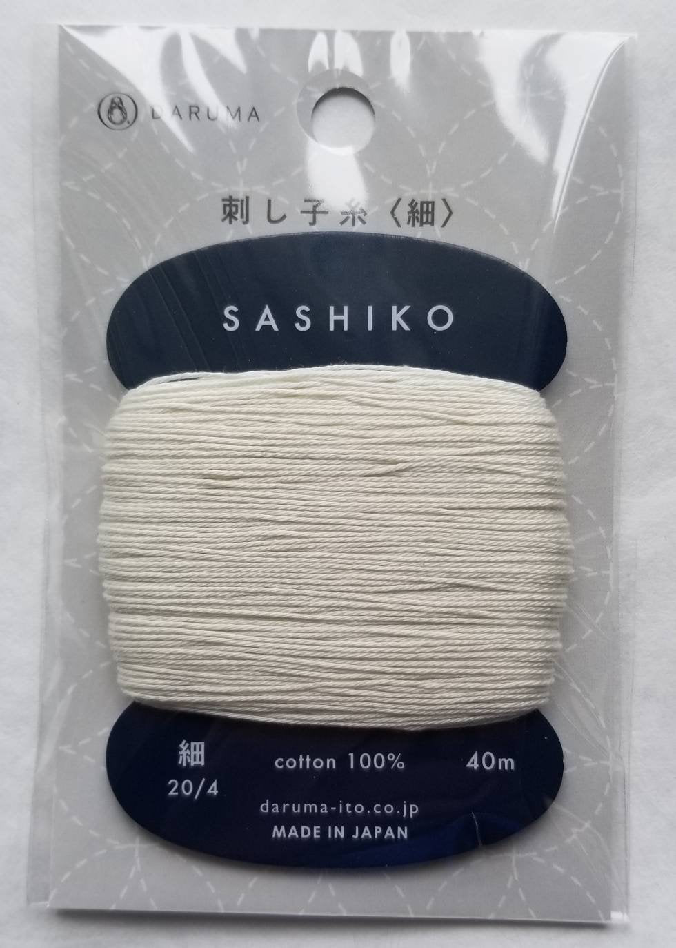 Daruma #202 ECRU Japanese Cotton SASHIKO thread 40 meter card 20/4 きなり natural beige