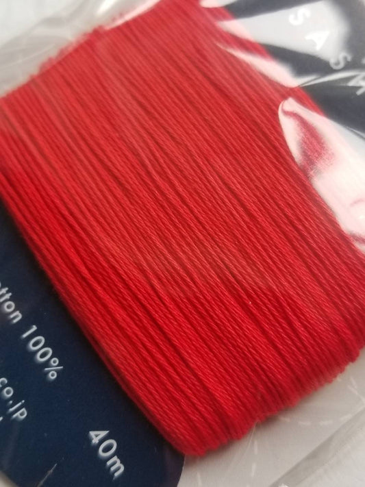 Daruma #213 RED Japanese Cotton SASHIKO thread 40 meter card 20/4 赤 red