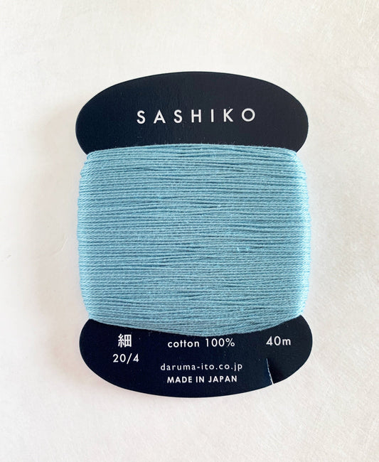 Daruma #226 WATER BLUE Japanese Cotton SASHIKO thread 40 meter card 20/4 水色 water color blue