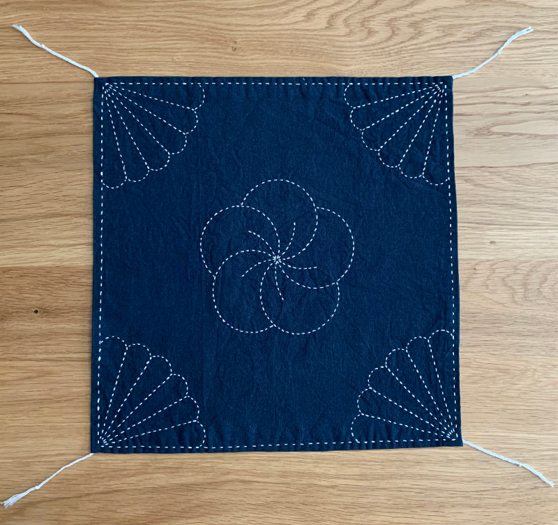 Stitching a Sashiko Fukin (hand or dish cloth) Sampler – Easy Level