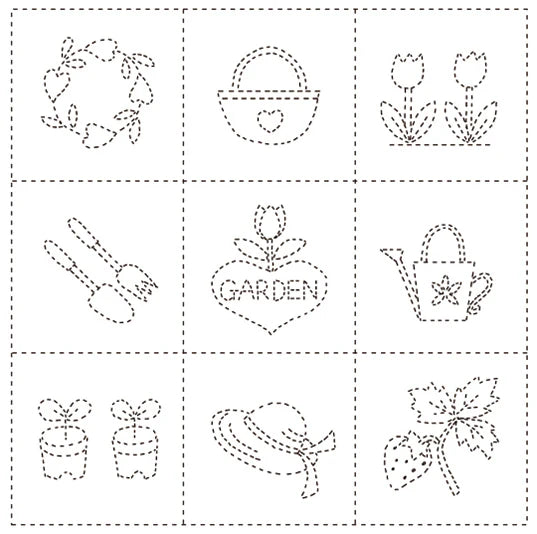 Yokota - Garden Cotton Sashiko Fukin Sampler Cloth - White