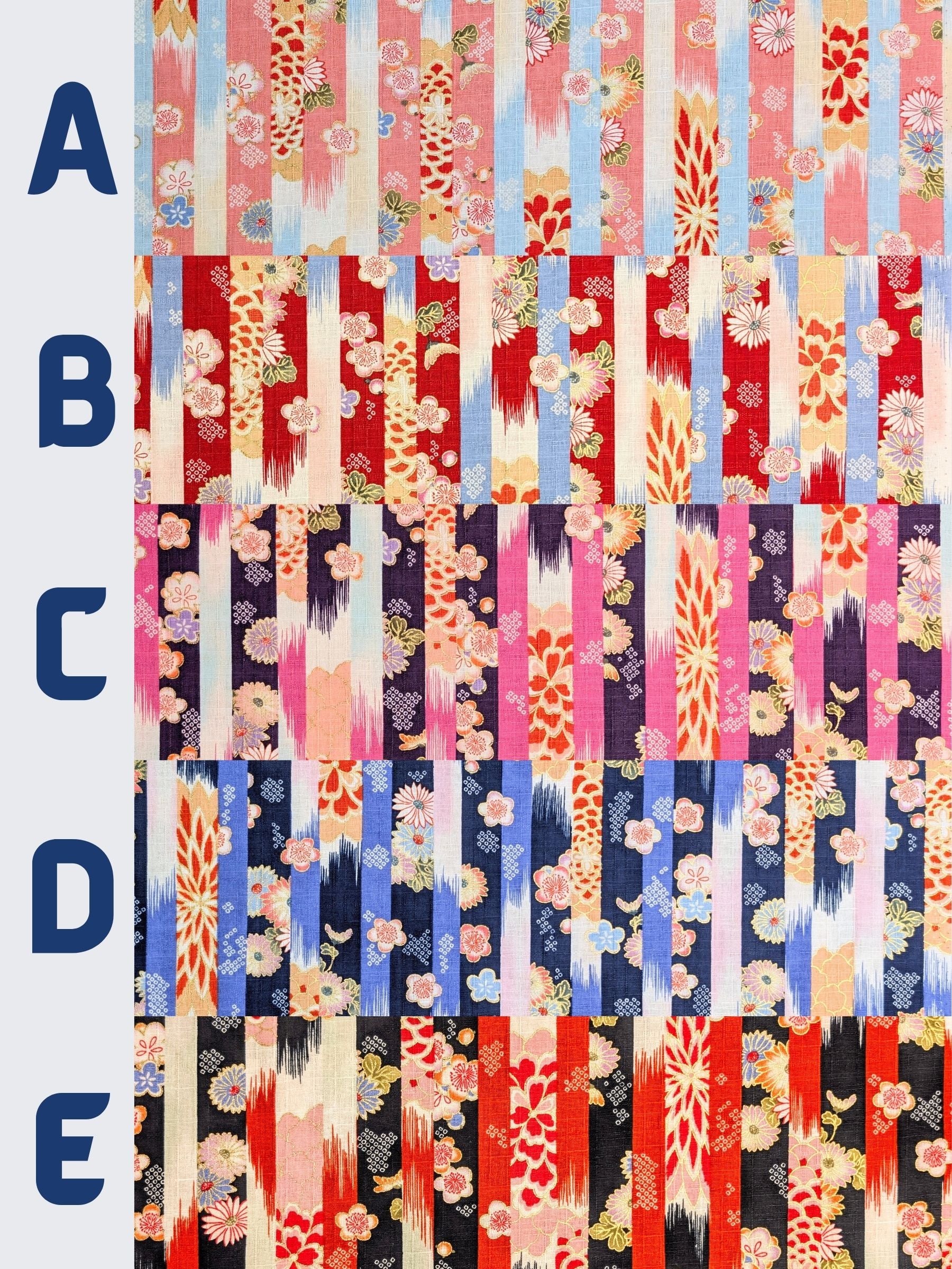 Hokkoh - Golden Wagara Stripe Cotton Dobby Fabric - Pink & Blue