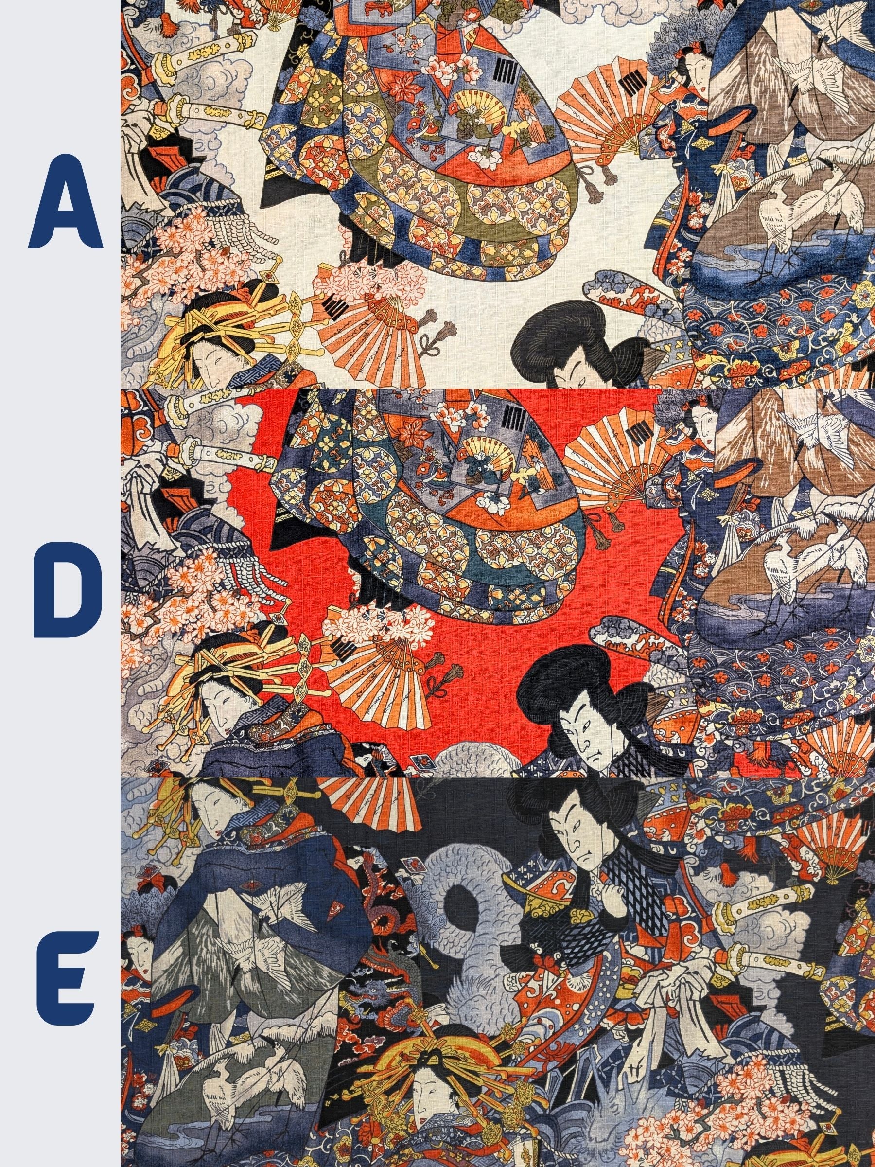 Hokkoh - Geisha & Samurai Cotton Dobby Fabric - Red