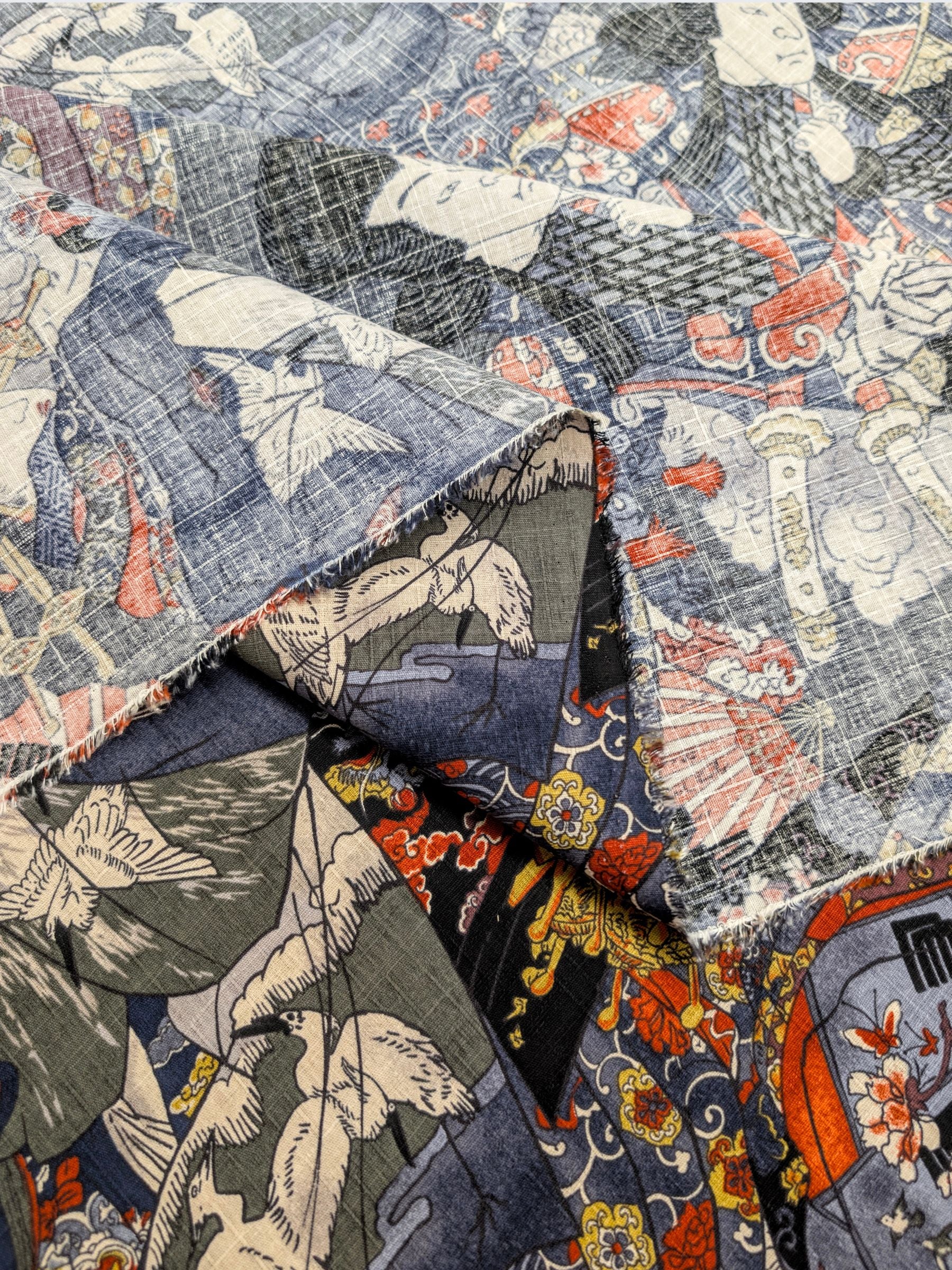 Hokkoh - Geisha & Samurai Cotton Dobby Fabric - Charcoal