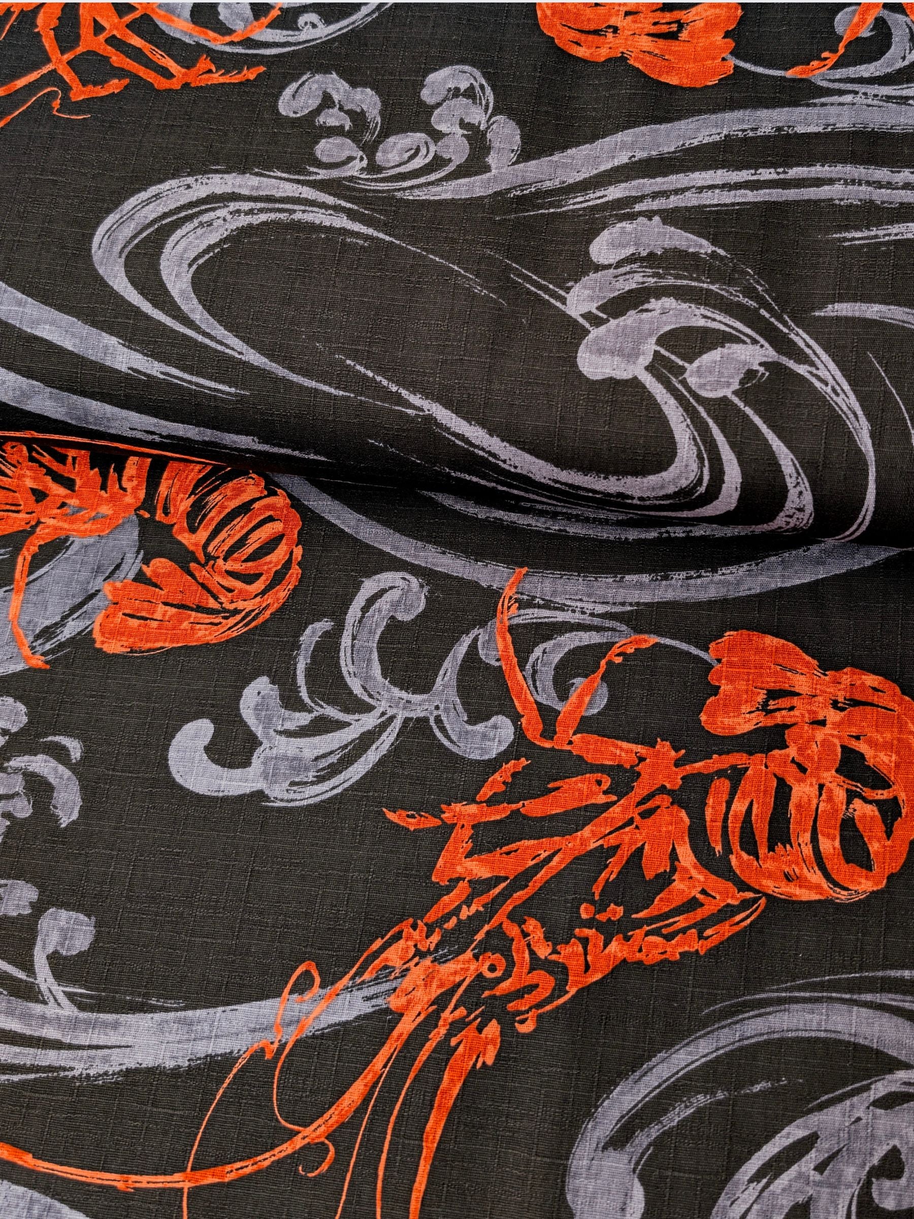 Hokkoh - Big Shrimp Cotton Dobby Fabric - Black