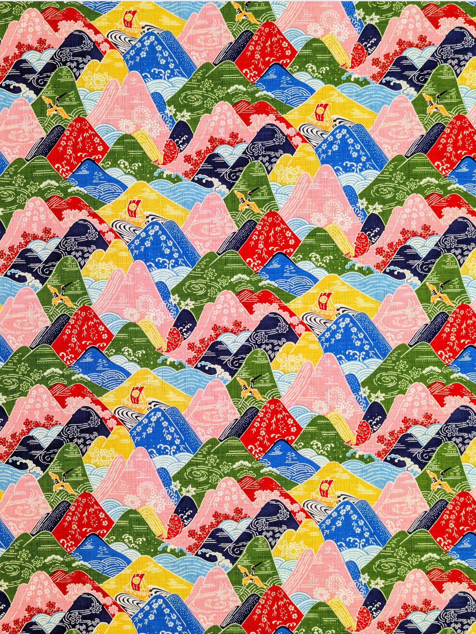 Hokkoh - Colorful Mountains Cotton Dobby Fabric - Rainbow