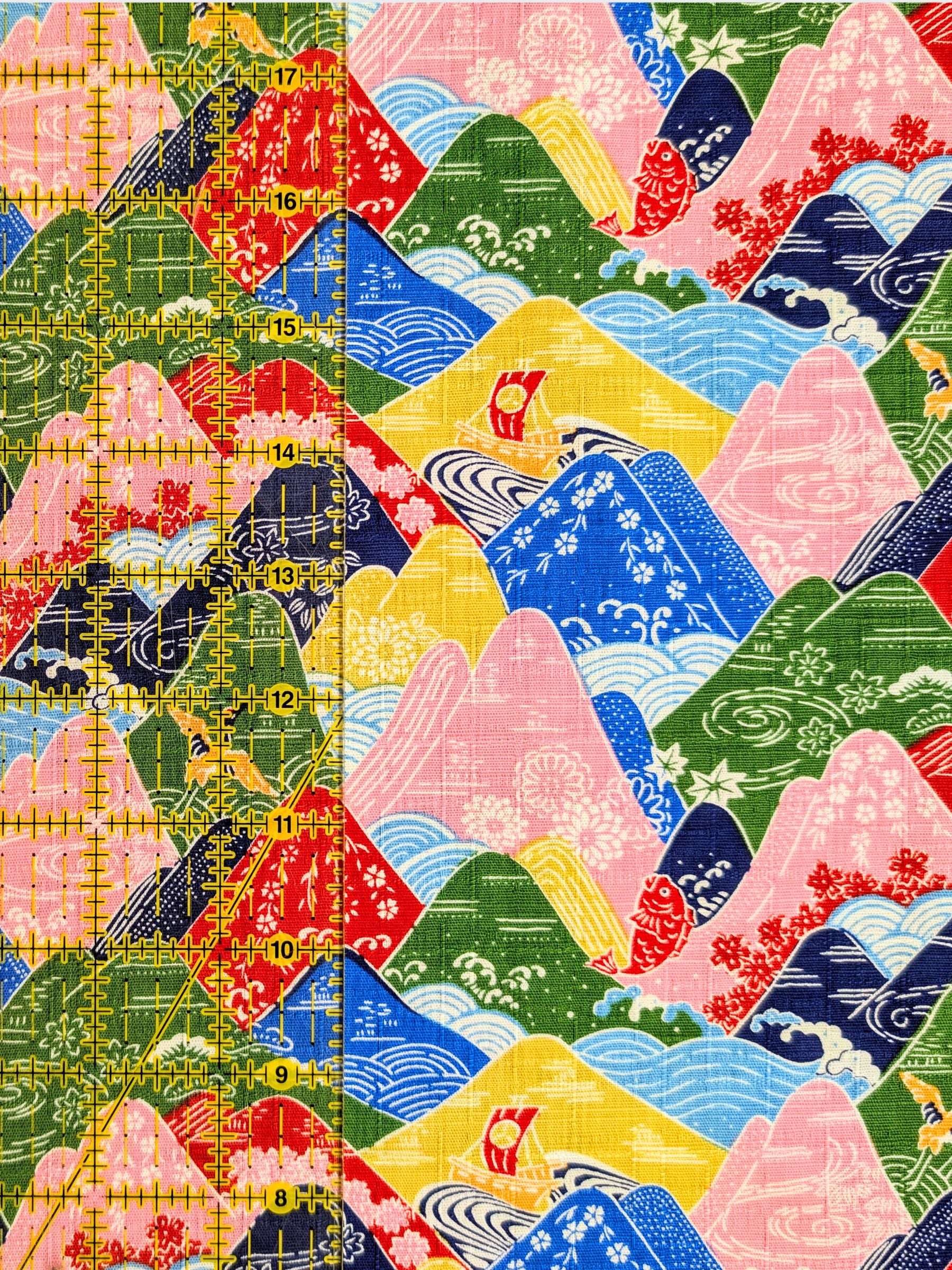 Hokkoh - Colorful Mountains Cotton Dobby Fabric - Rainbow