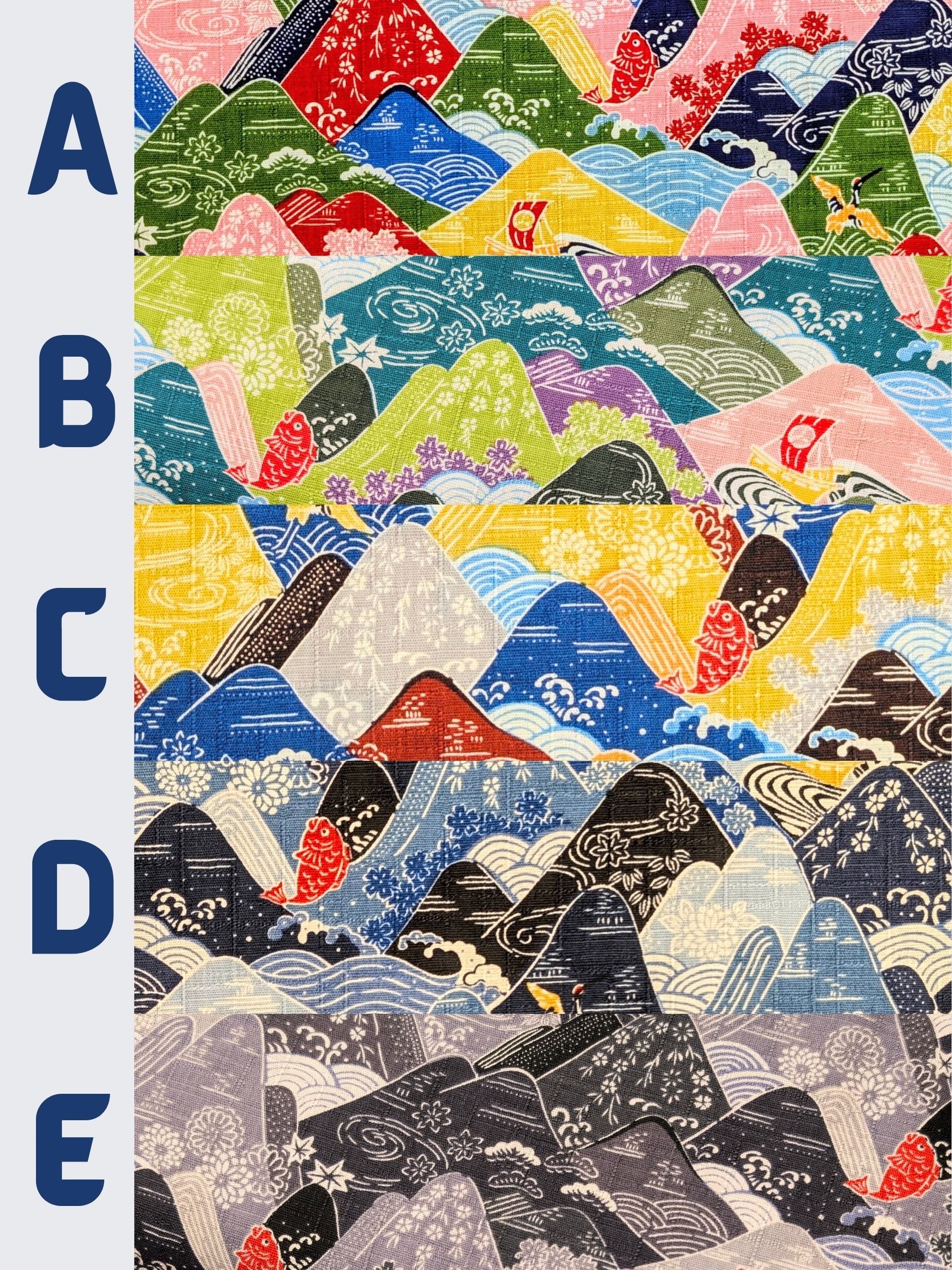 Hokkoh - Colorful Mountains Cotton Dobby Fabric - Gray & Black