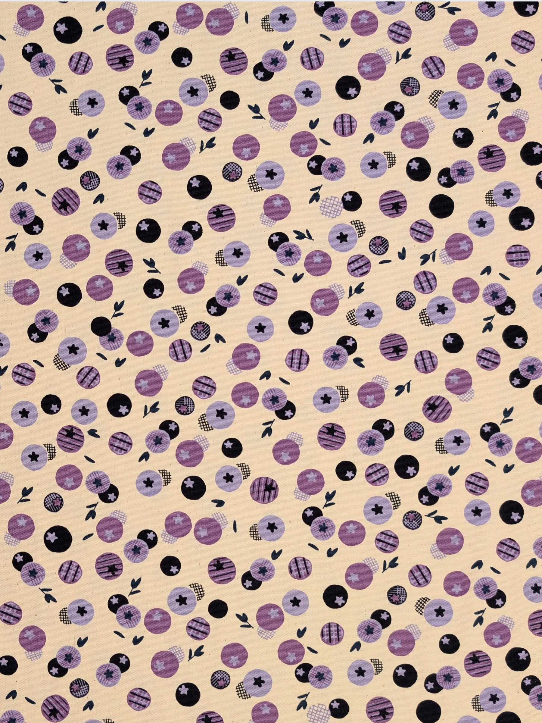 Koizumi - Summer Blueberries Cotton Oxford Fabric - Beige