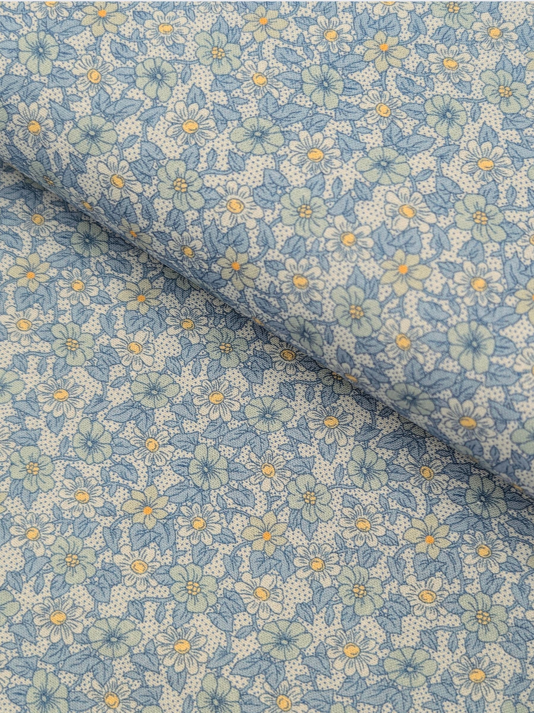 Textile Pantry - Tiny Flowers & Dots Cotton Sheeting Fabric - Blue