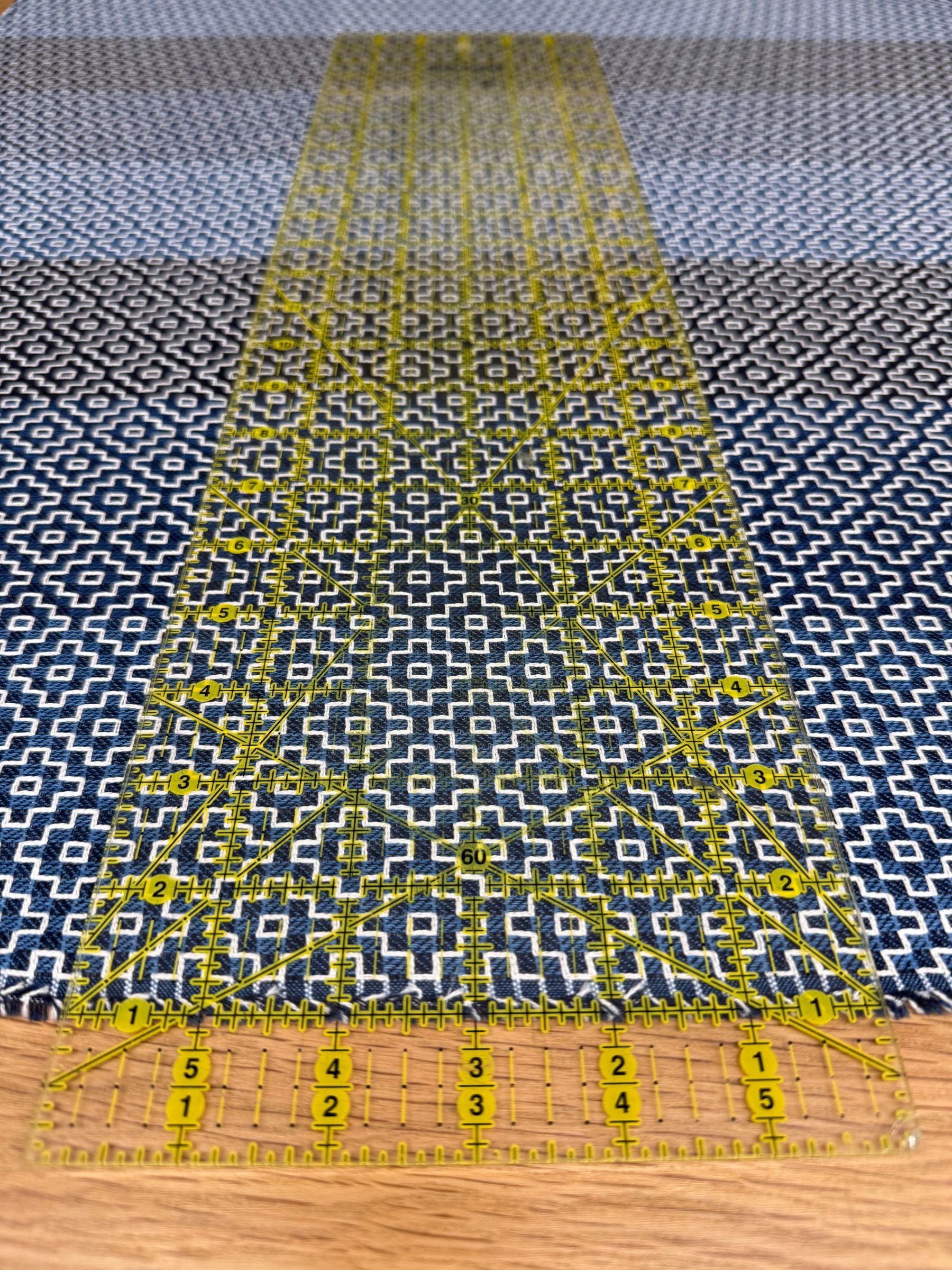 Orimono Imports - Kasuri-Sashi with Sashiko Stitching Cotton Fabric Dyed with Aizome Botanical Indigo