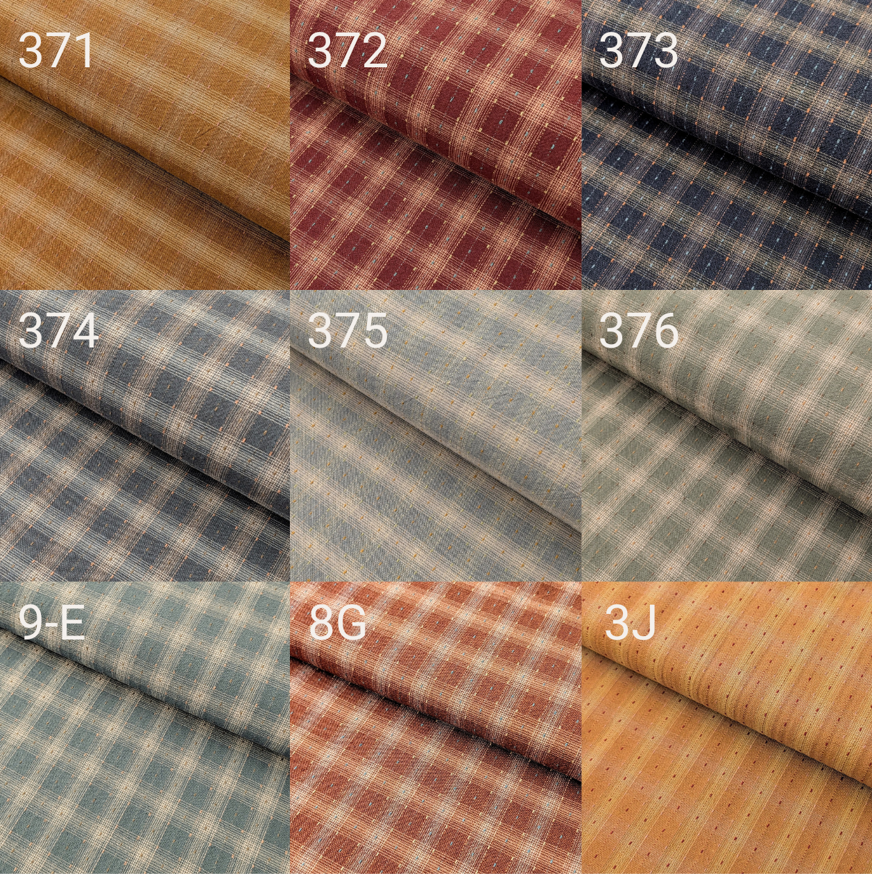 MYD - Dotted Texture Gingham Plaid Yarn Dyed Cotton Fabric - Medium blue and Cream
