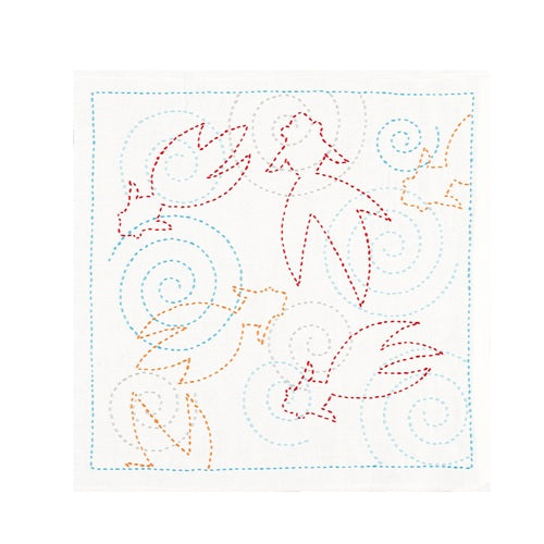 Olympus - Koi Pond Cotton Sashiko Sampler Cloth - White