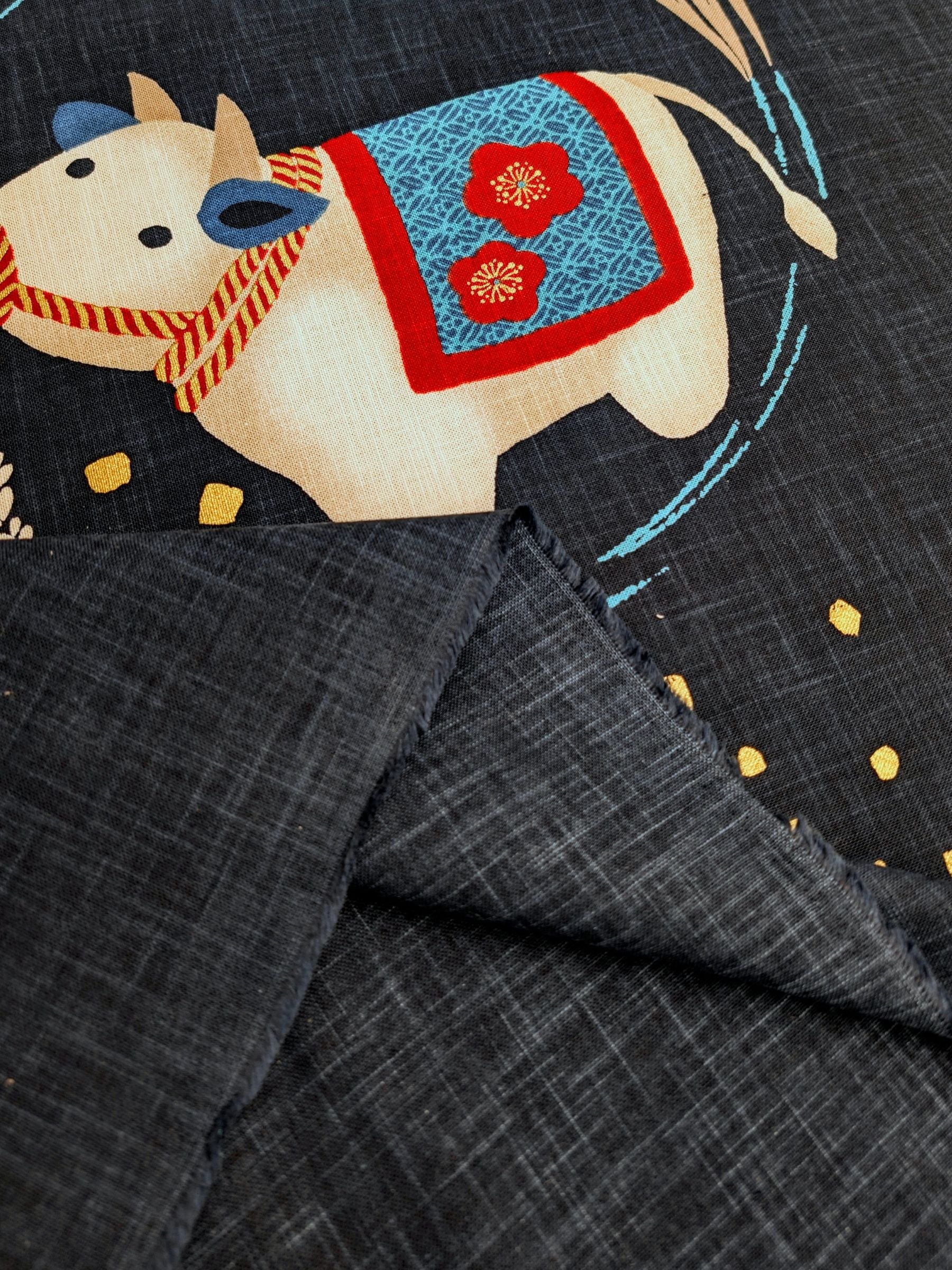 Kurenai - Year Of The Ox Noren Panel - Blue