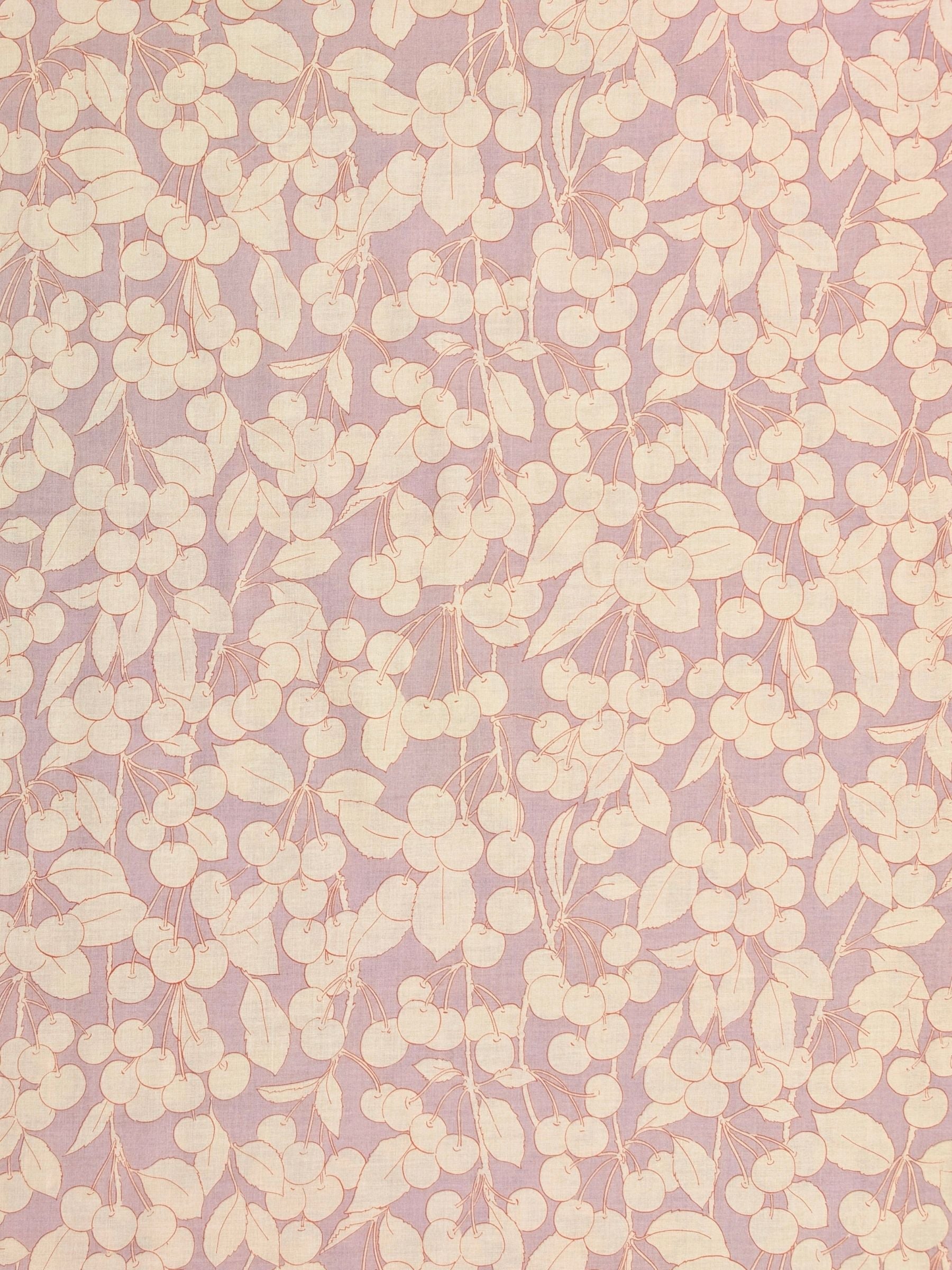 Hokkoh - Two-Tone Cherries Cotton Lawn Fabric - Beige & Pink
