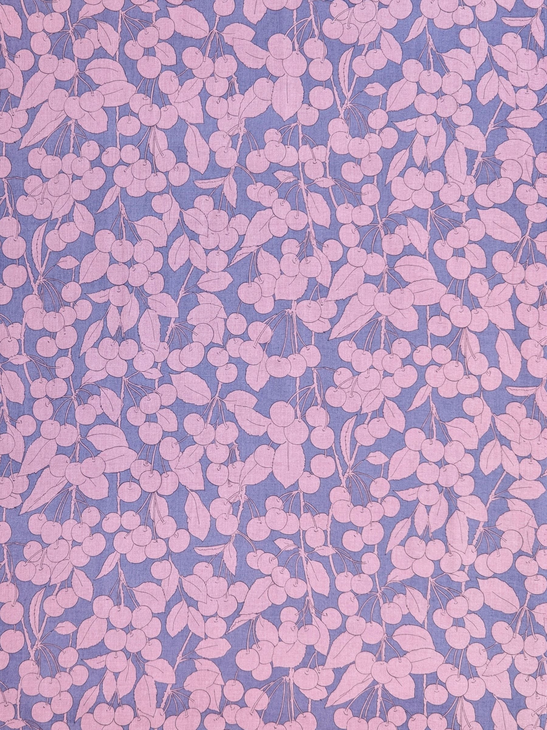 Hokkoh - Two-Tone Cherries Cotton Lawn Fabric - Purple & Blue