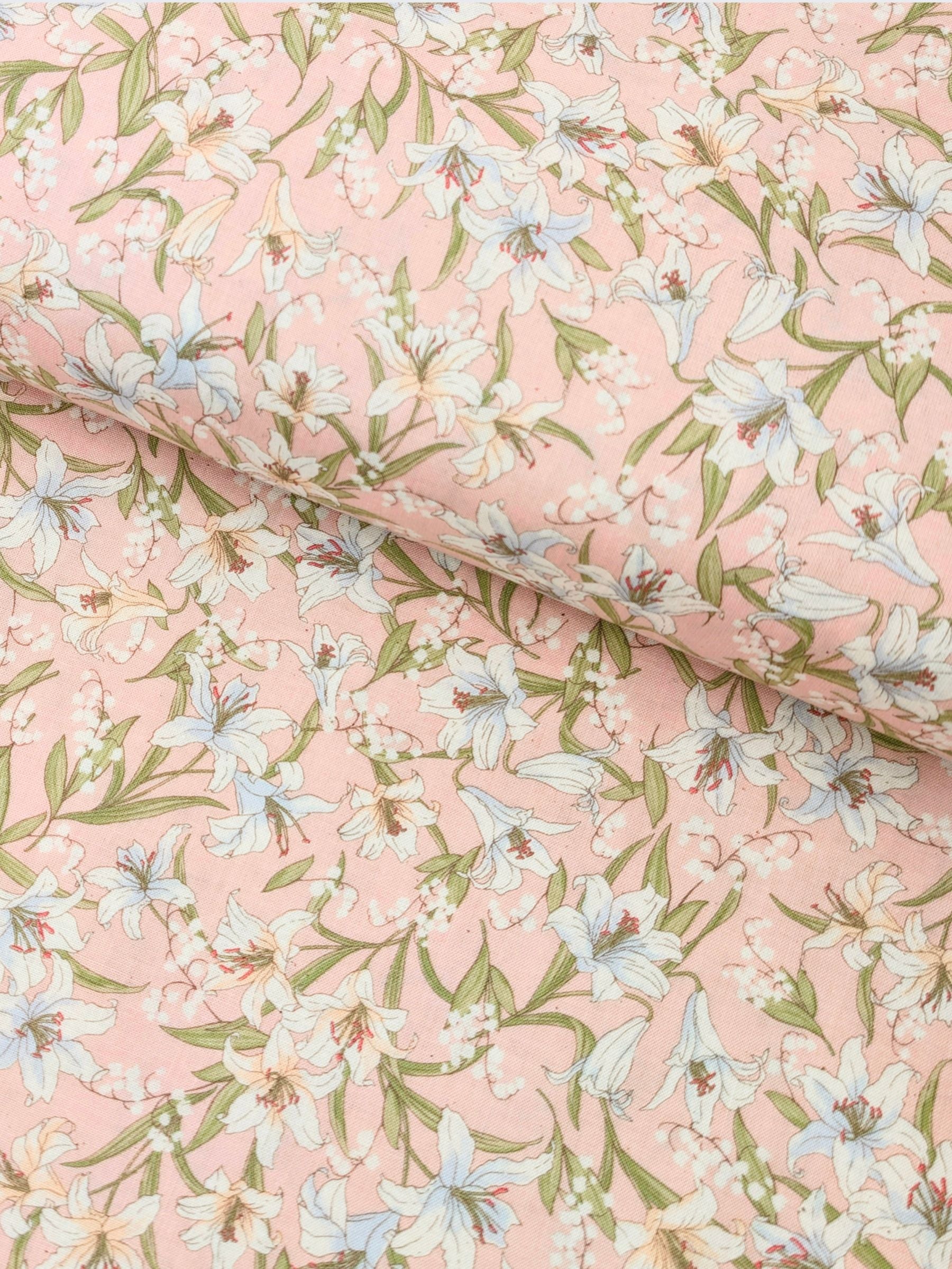 Sevenberry - Flowing Lillies Cotton Shirting Fabric - Pink