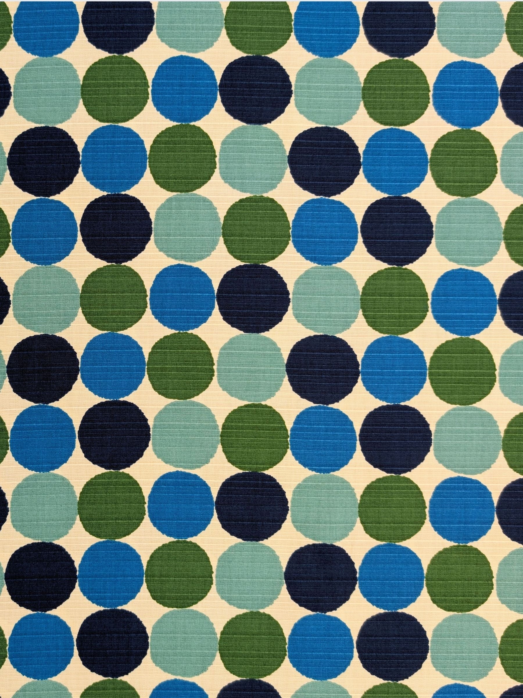 Sevenberry - Circles Cotton Shantung Fabric - Blue & Green