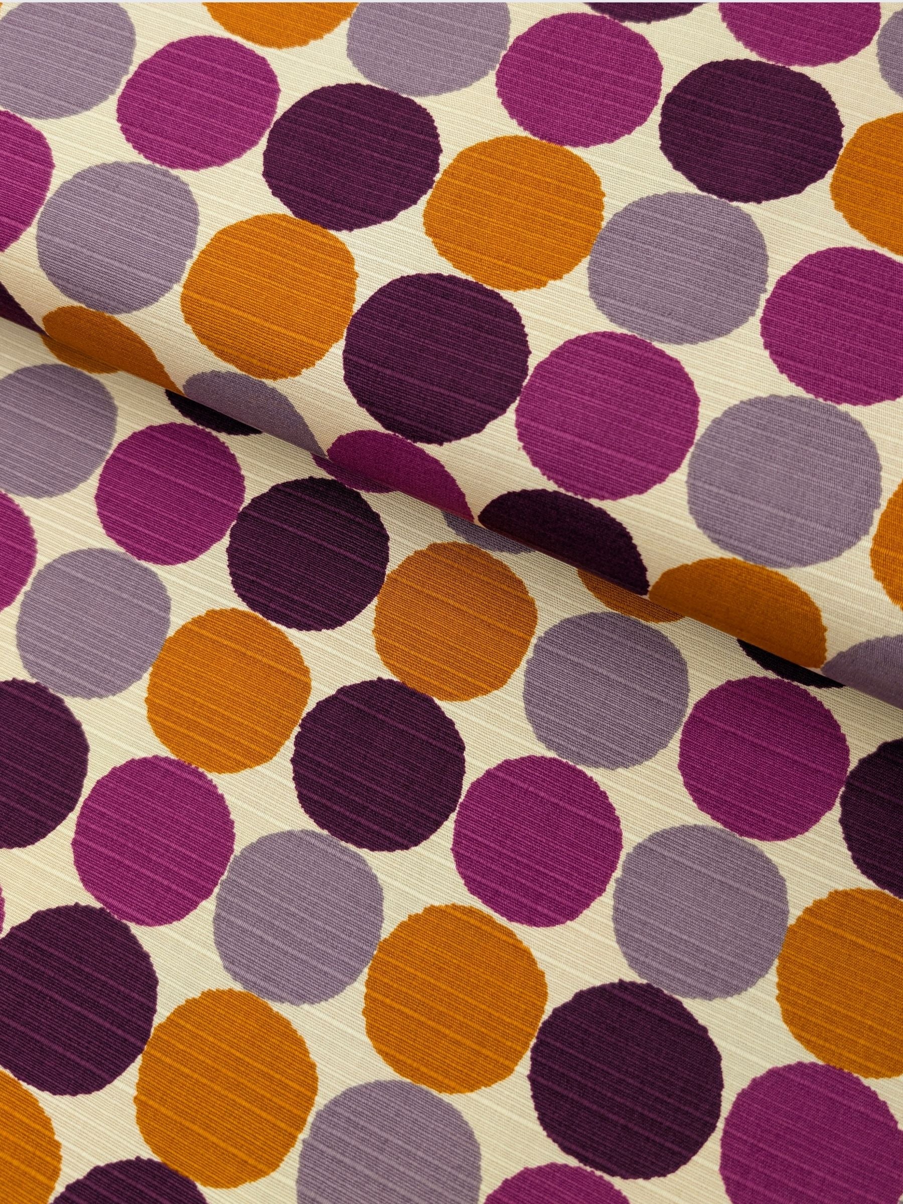 Sevenberry - Circles Cotton Shantung Fabric - Purple & Orange