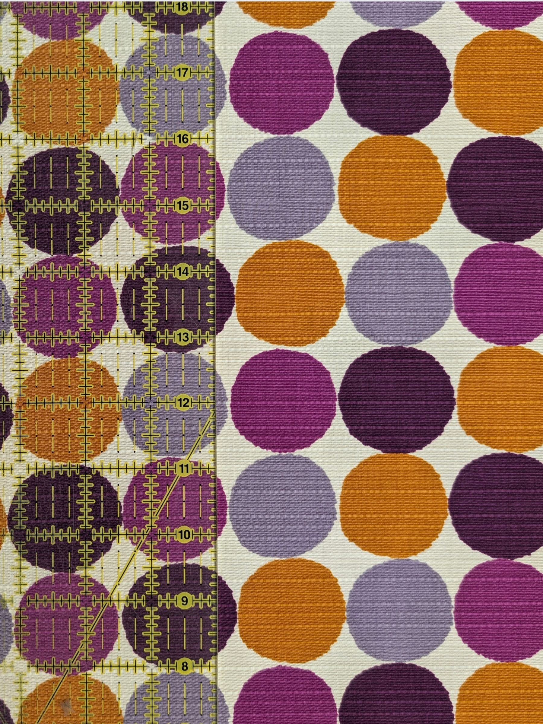 Sevenberry - Circles Cotton Shantung Fabric - Purple & Orange REMNANT