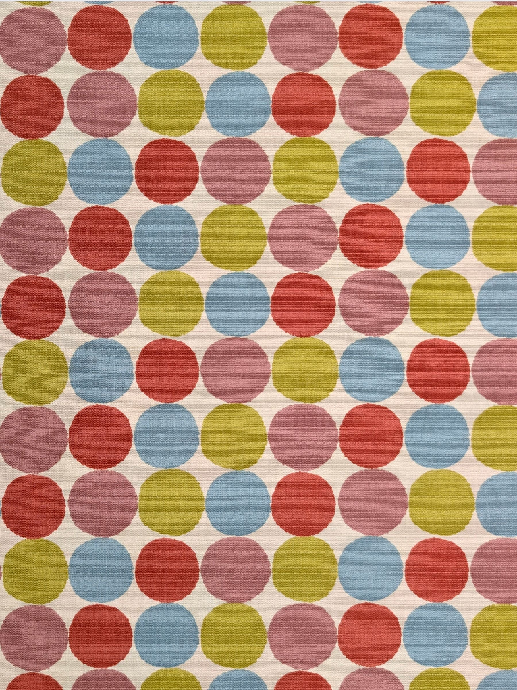 Sevenberry - Circles Cotton Shantung Fabric - Pink Red Green & Blue