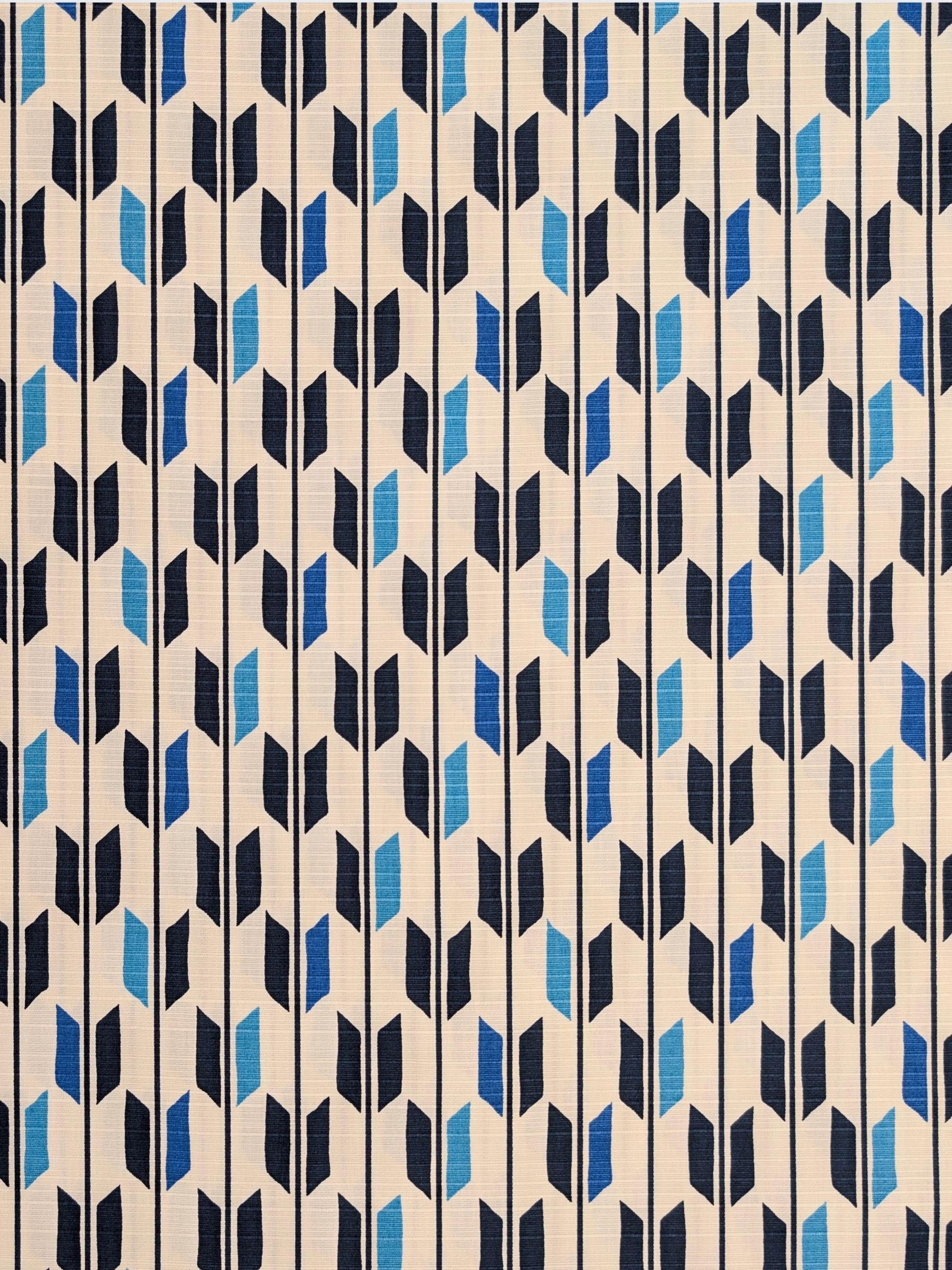 Sevenberry - Arrow Cotton Shantung Fabric - White & Blue
