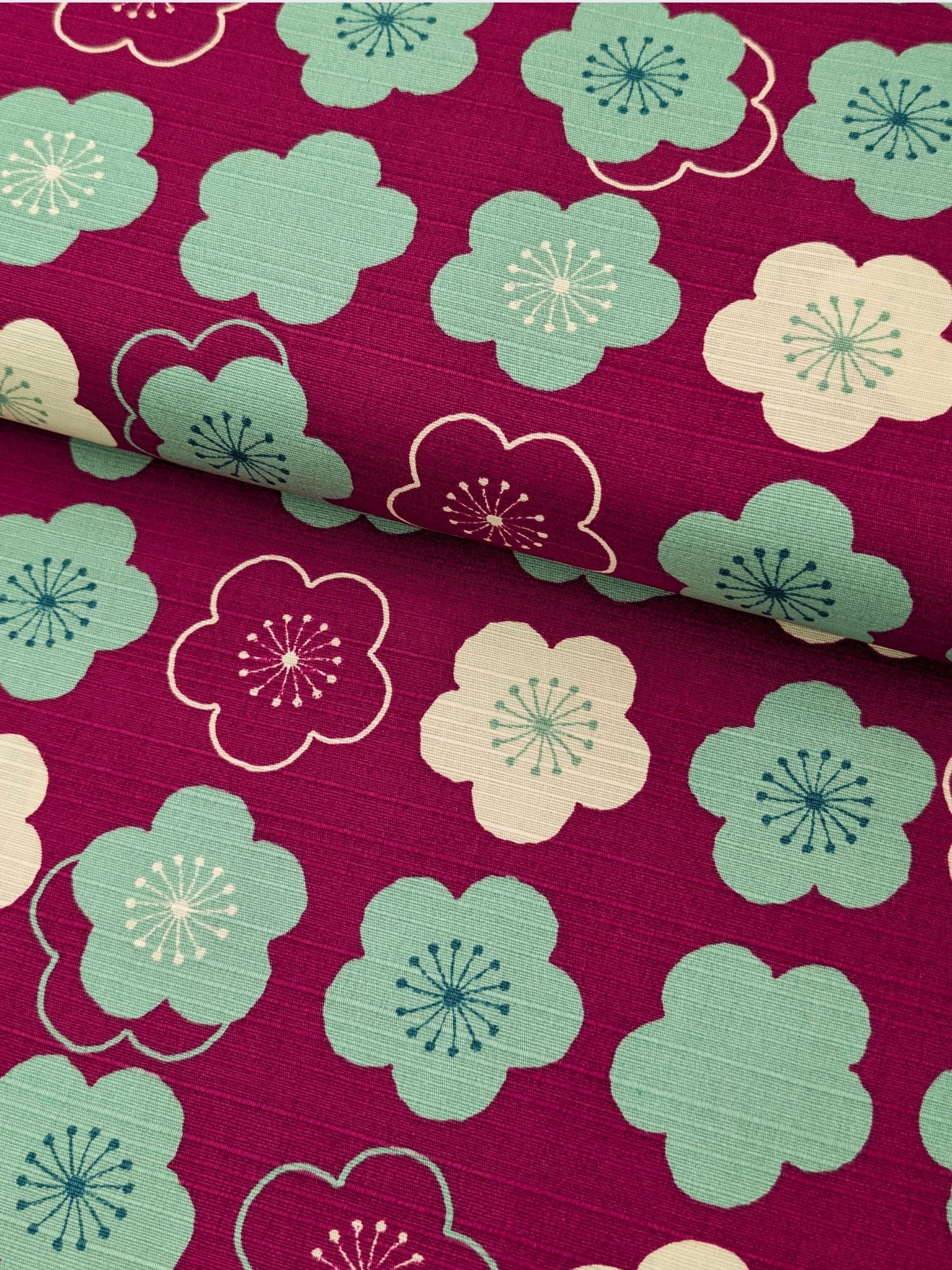 Sevenberry - Plum Blossom Cotton Shantung Fabric - Magenta & Teal REMNANT