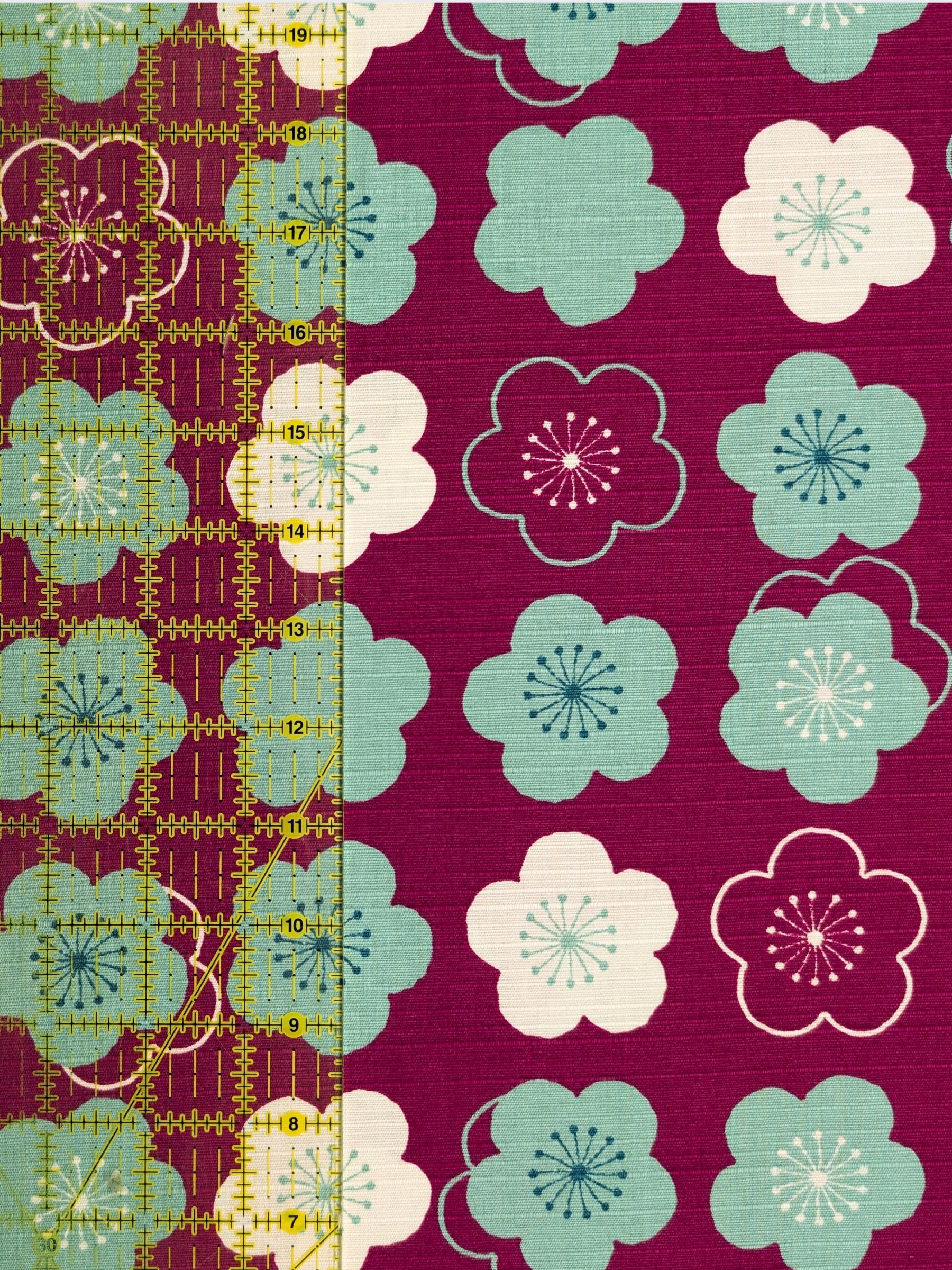 Sevenberry - Plum Blossom Cotton Shantung Fabric - Magenta & Teal REMNANT