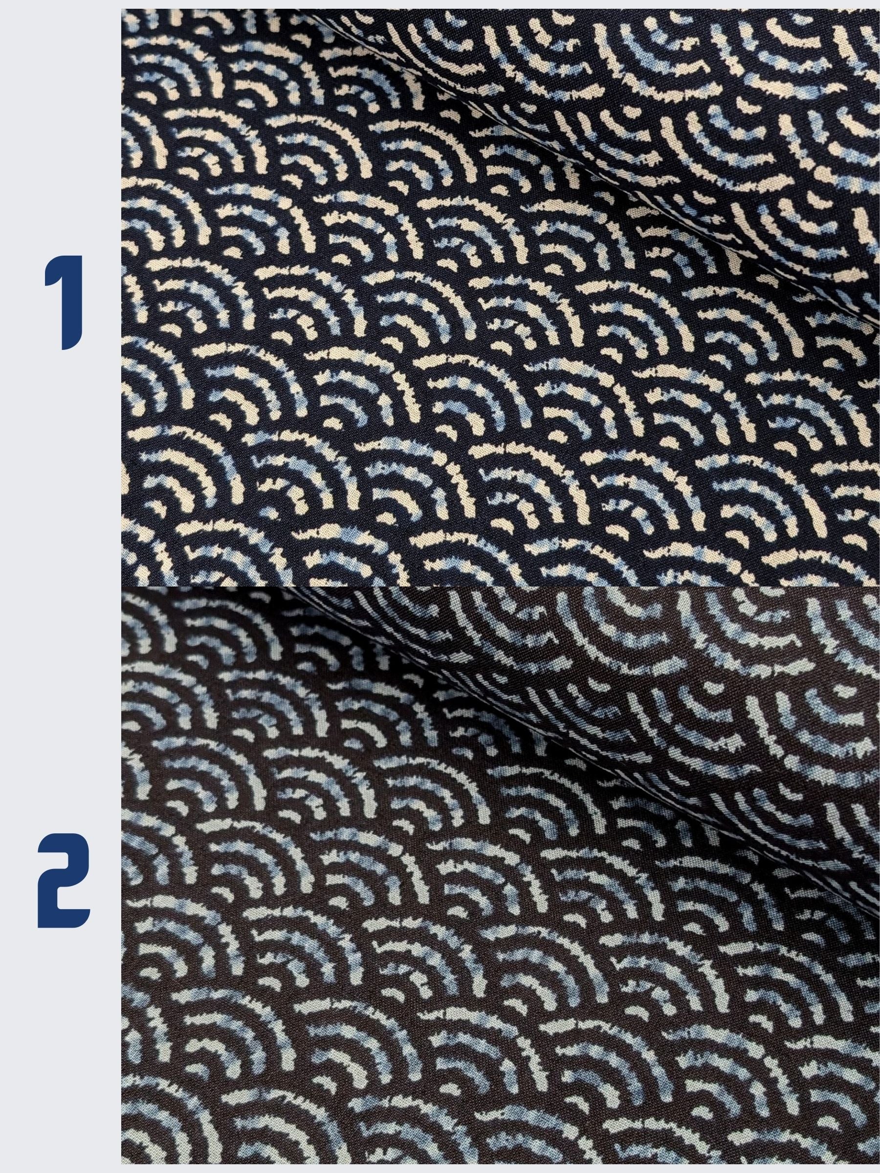 Sevenberry - Waves Printed Shibori-Style Collection Cotton Sheeting Fabric - Dark Blue