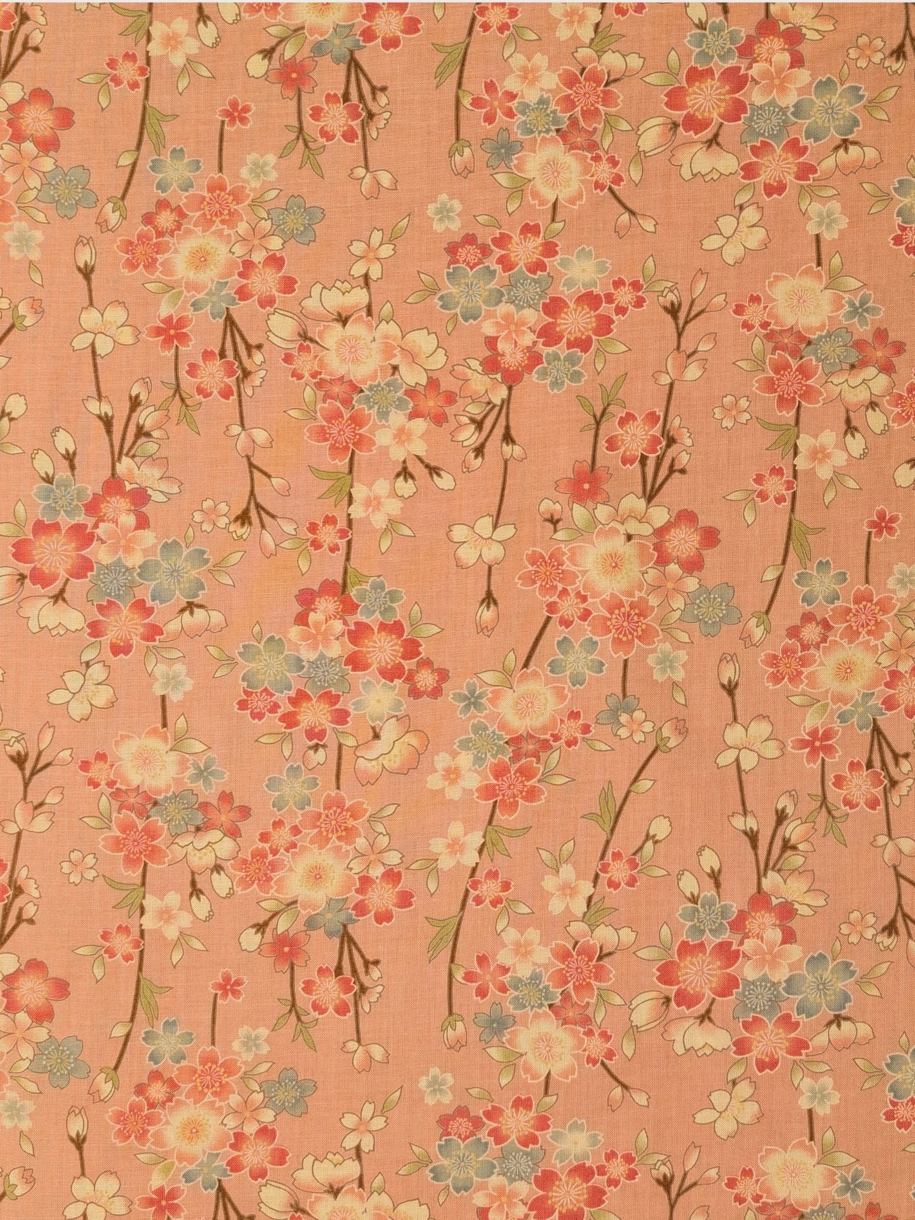 Sevenberry - Sepia Cherry Blossoms Cotton Shirting Fabric - Pink