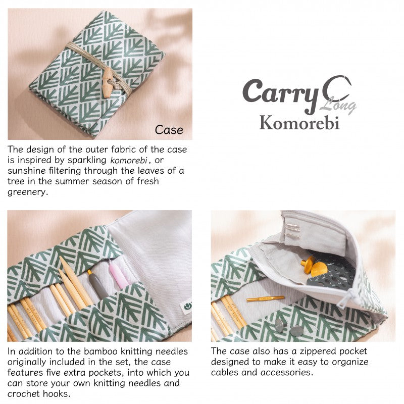 Tulip - CarryC Long Interchangeable Bamboo Knitting Needle Set 'Komorebi'- Green