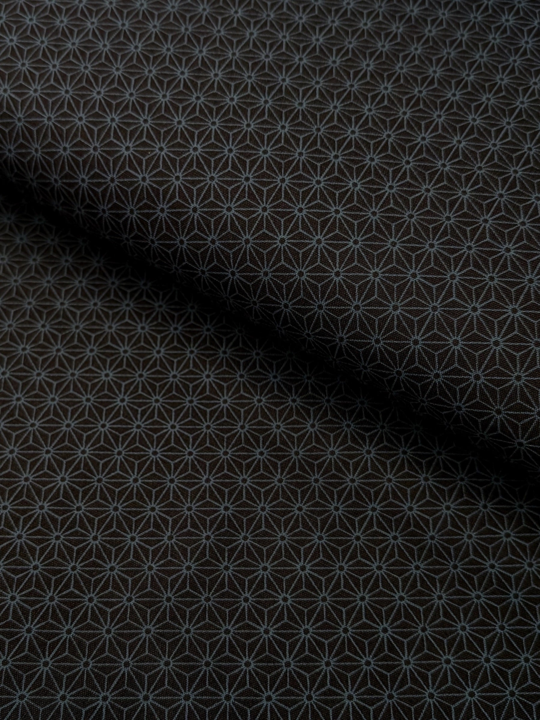 Sevenberry - Small Asanoha Stars Cotton Sheeting Fabric - Dark Blue and Black