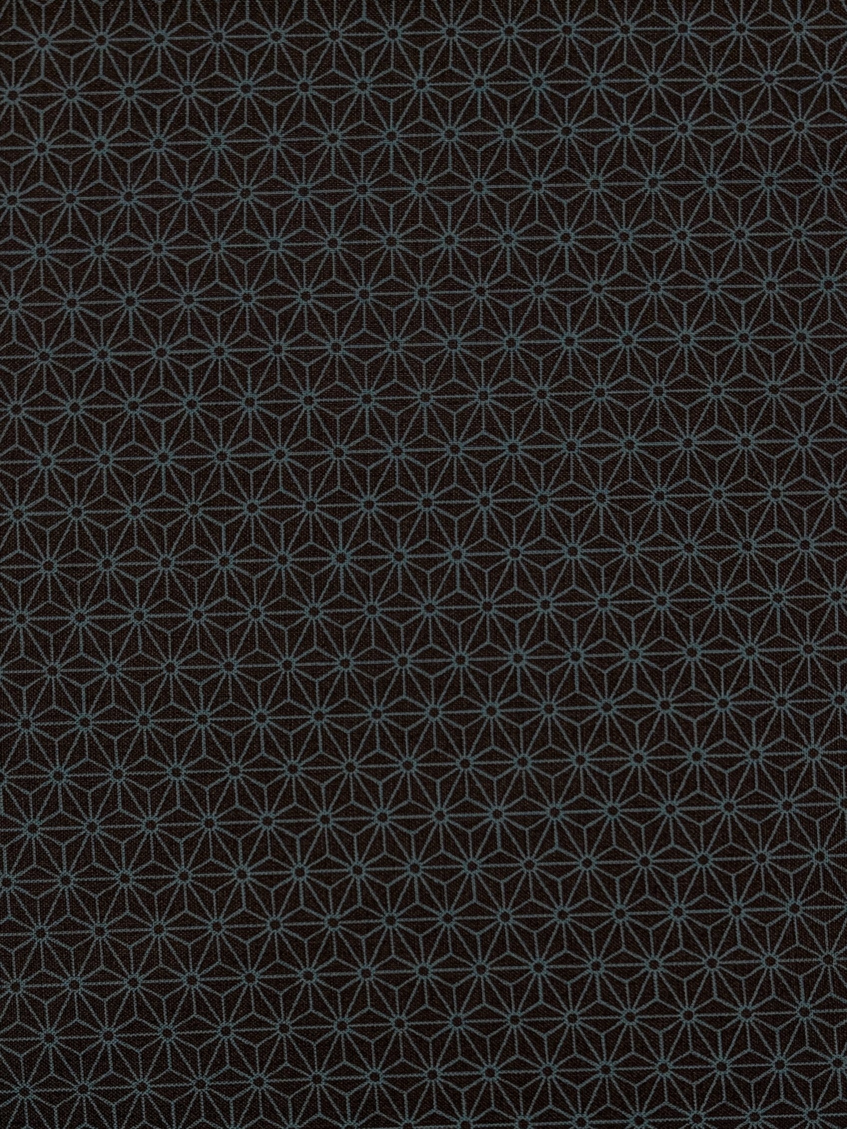 Sevenberry - Small Asanoha Stars Cotton Sheeting Fabric - Dark Blue and Black