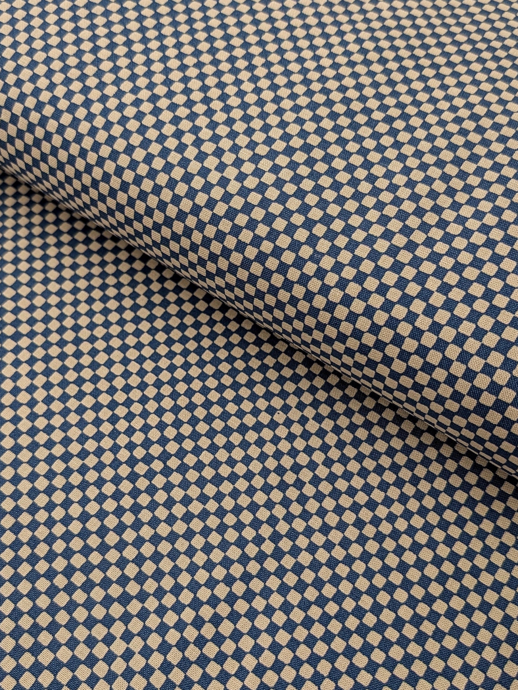 Sevenberry - Ichimatsu Checkerboard Cotton Sheeting Fabric - Medium Blue