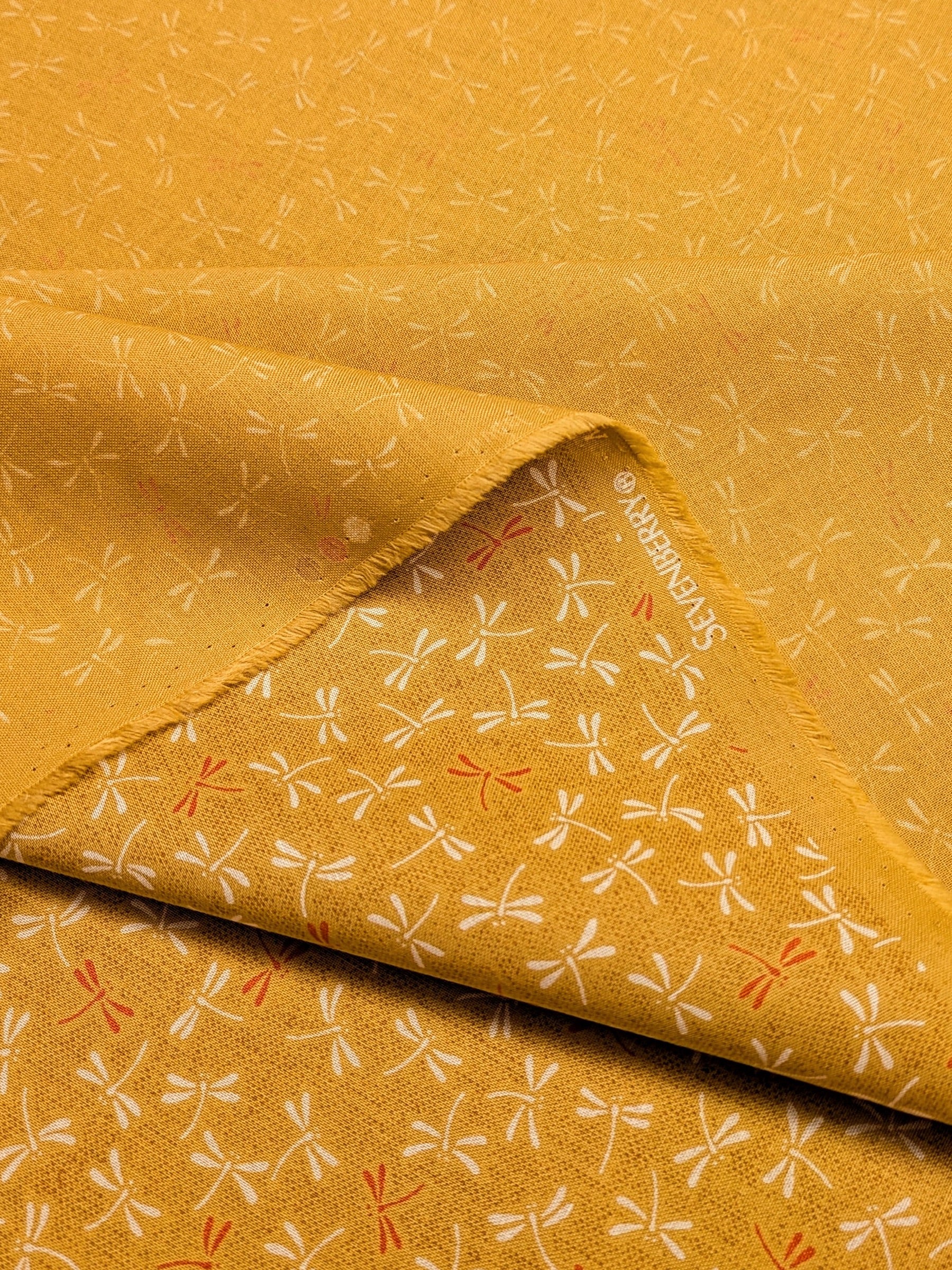 Sevenberry - Dragonflies Cotton Sheeting Fabric - Yellow