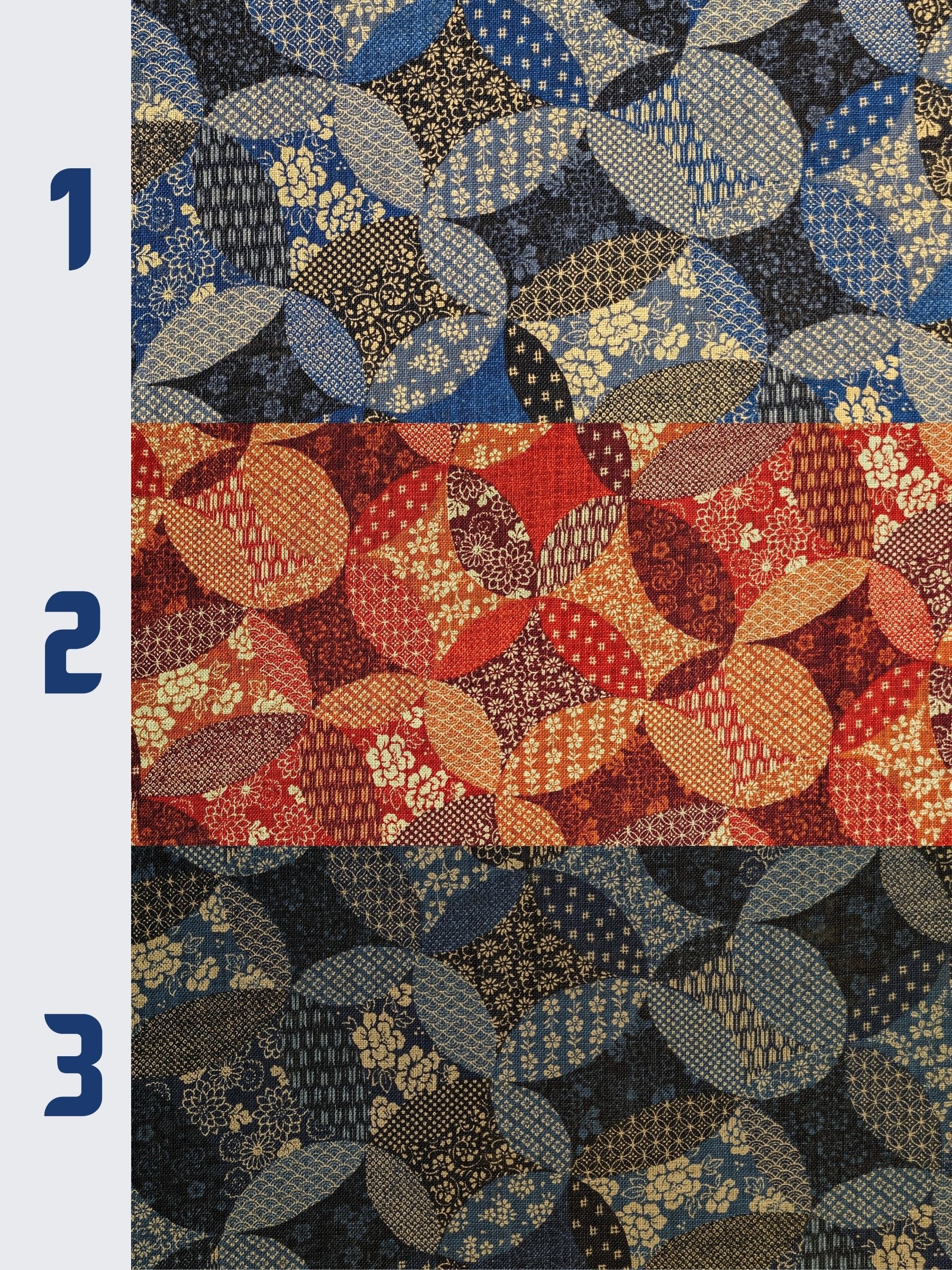 Sevenberry - Patchwork Shippo Rustic Weave Cotton Fabric - Red