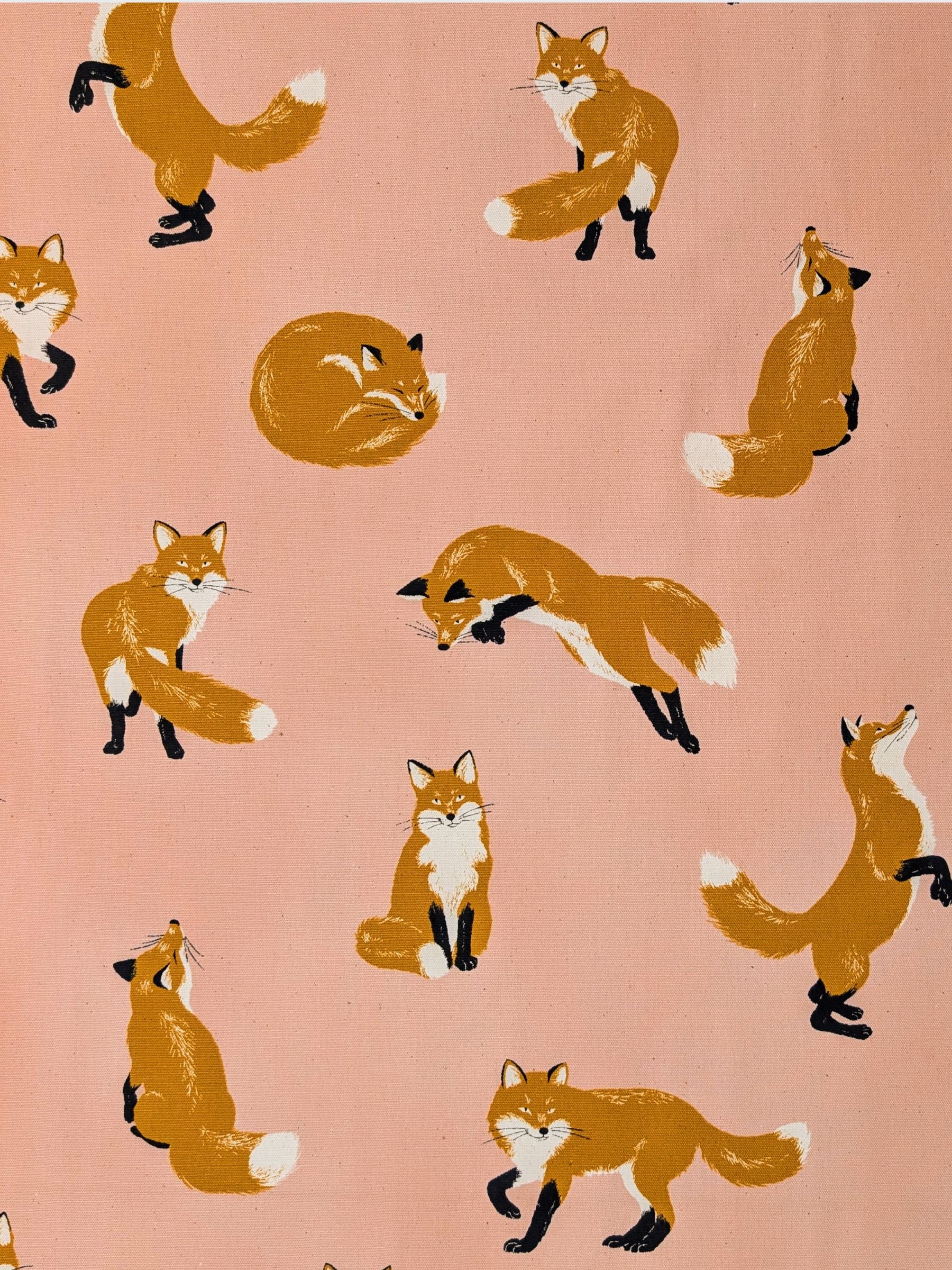 Cosmo - Playful Foxes Cotton Oxford Fabric - Pink