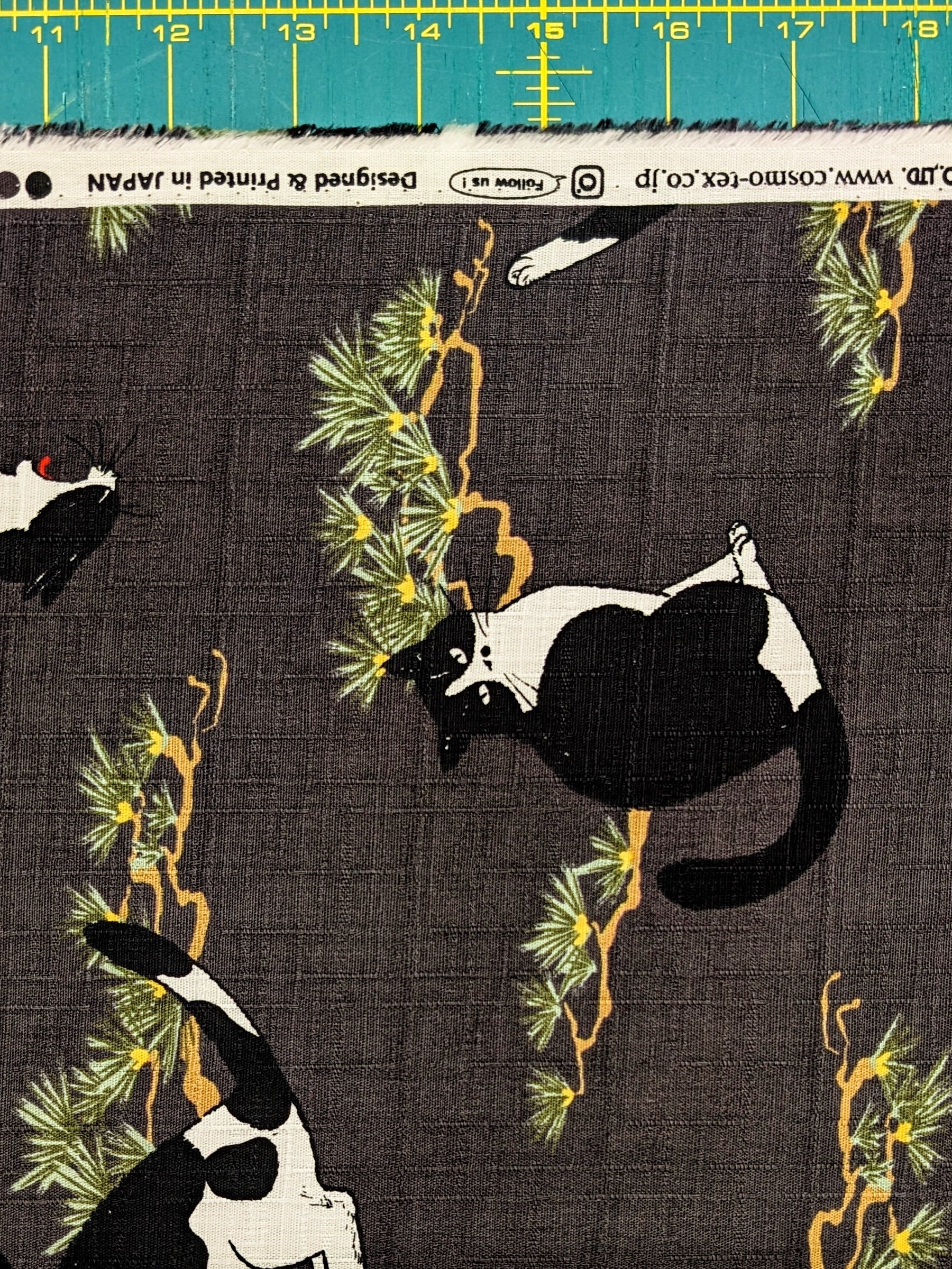 Cosmo - Tuxedo Cats in the Garden Cotton Dobby - Gray