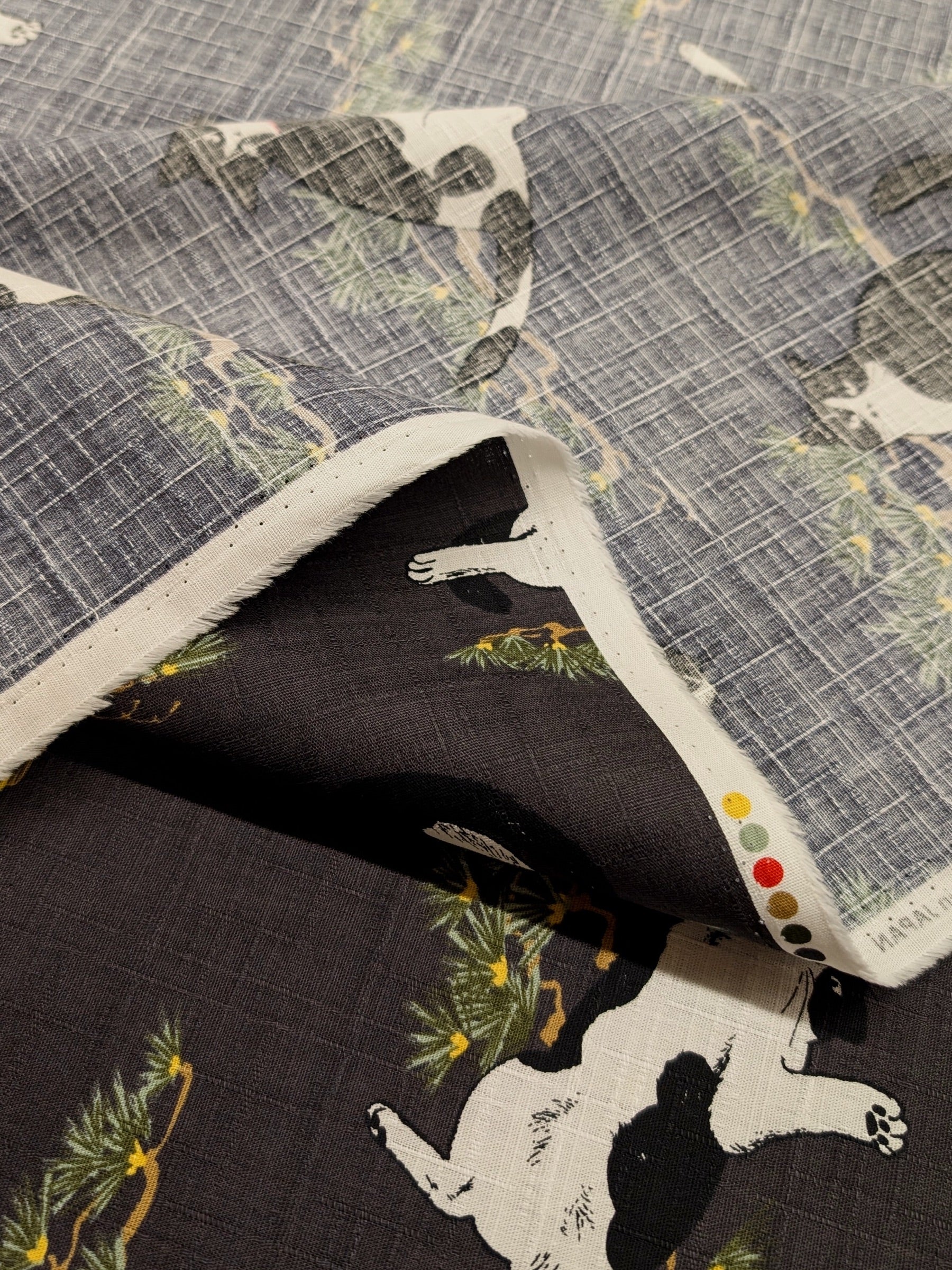 Cosmo - Tuxedo Cats in the Garden Cotton Dobby - Gray