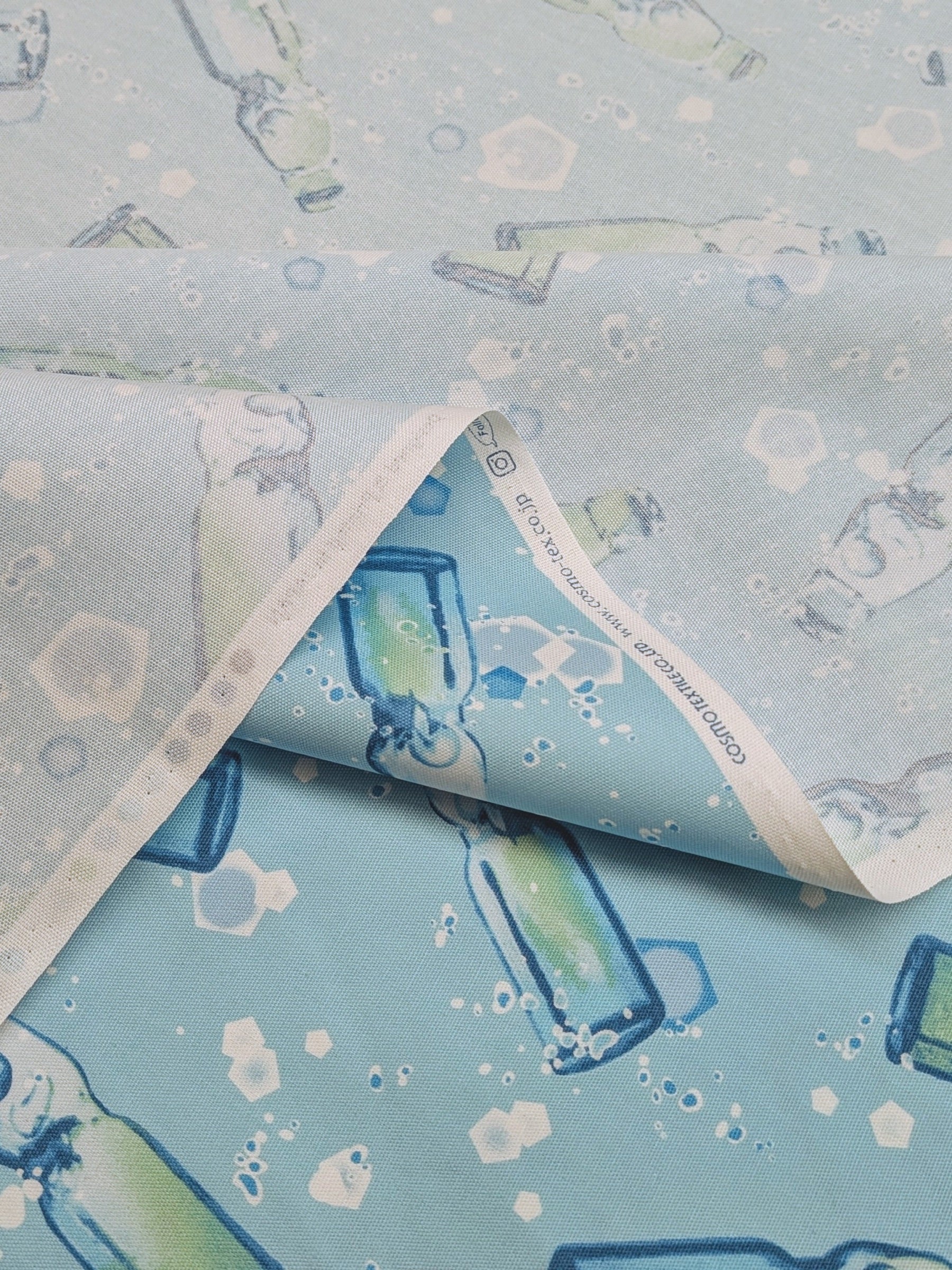 Cosmo - Soda Bottles Light Cotton Oxford Fabric - Light Blue