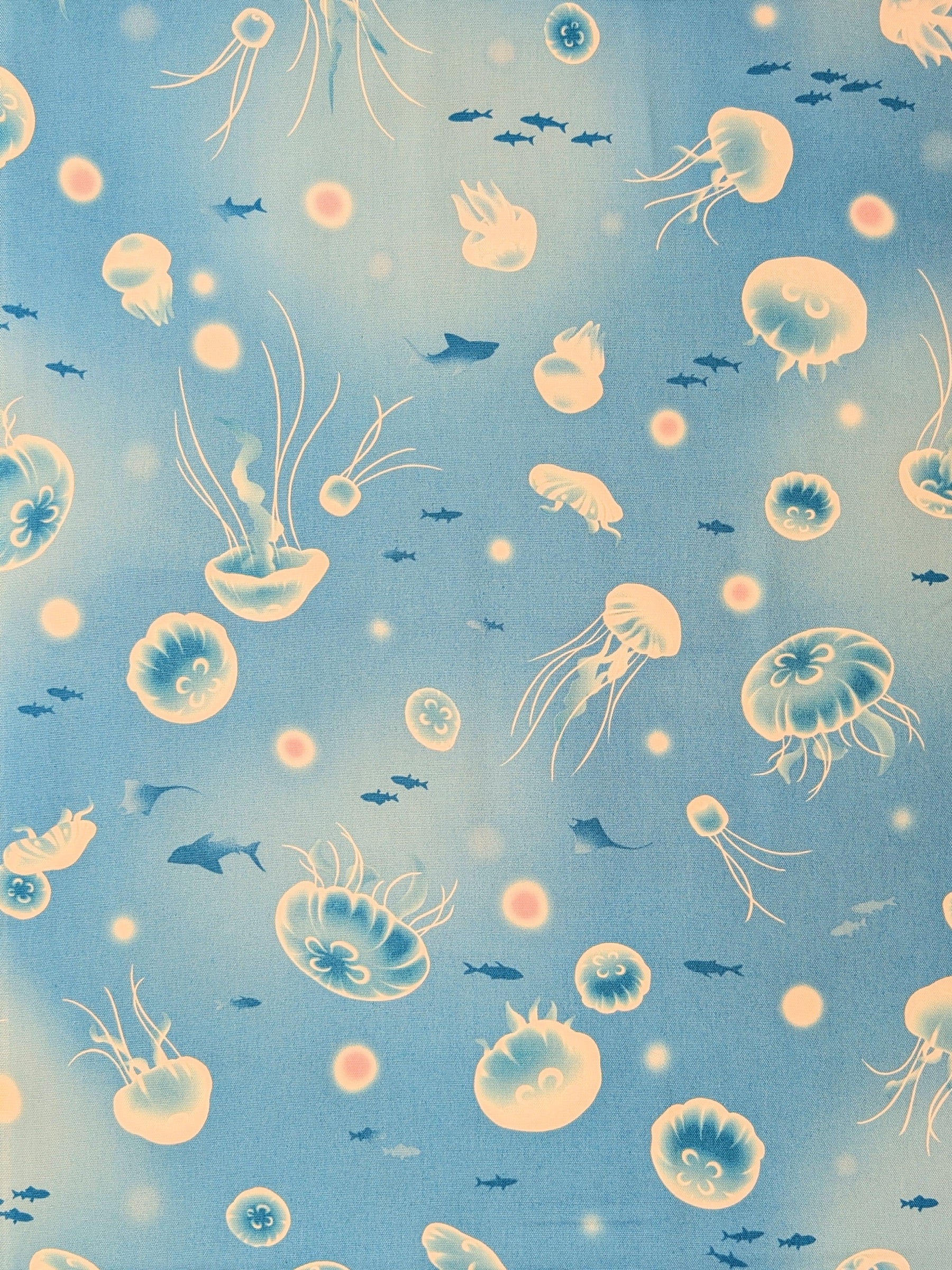Cosmo - Flowing Jellyfish Cotton Oxford Fabric - Light Blue