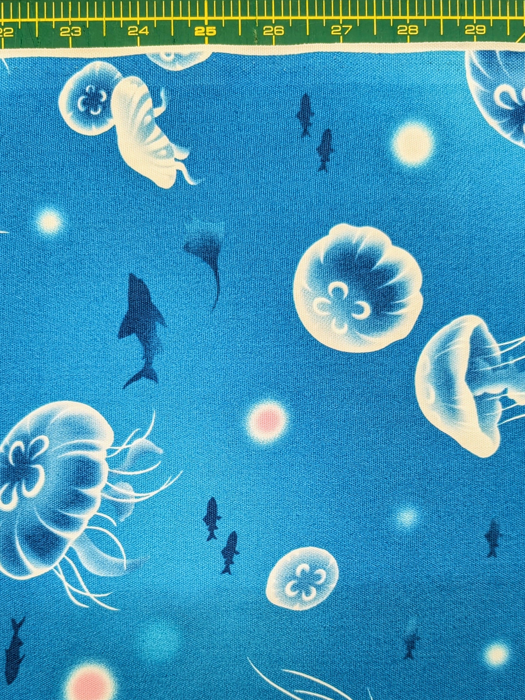 Cosmo - Flowing Jellyfish Cotton Oxford Fabric - Medium Blue