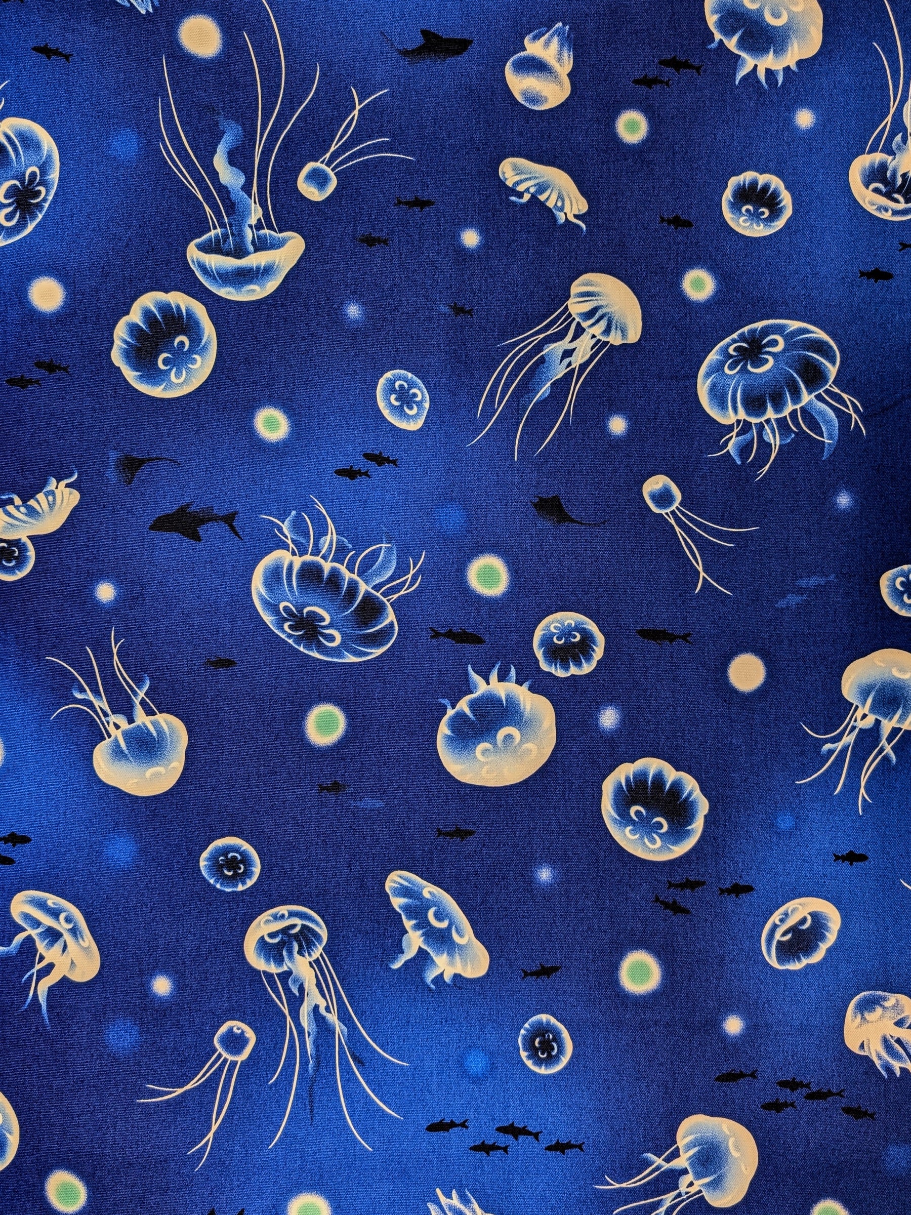 Cosmo - Flowing Jellyfish Cotton Oxford Fabric - Dark Blue