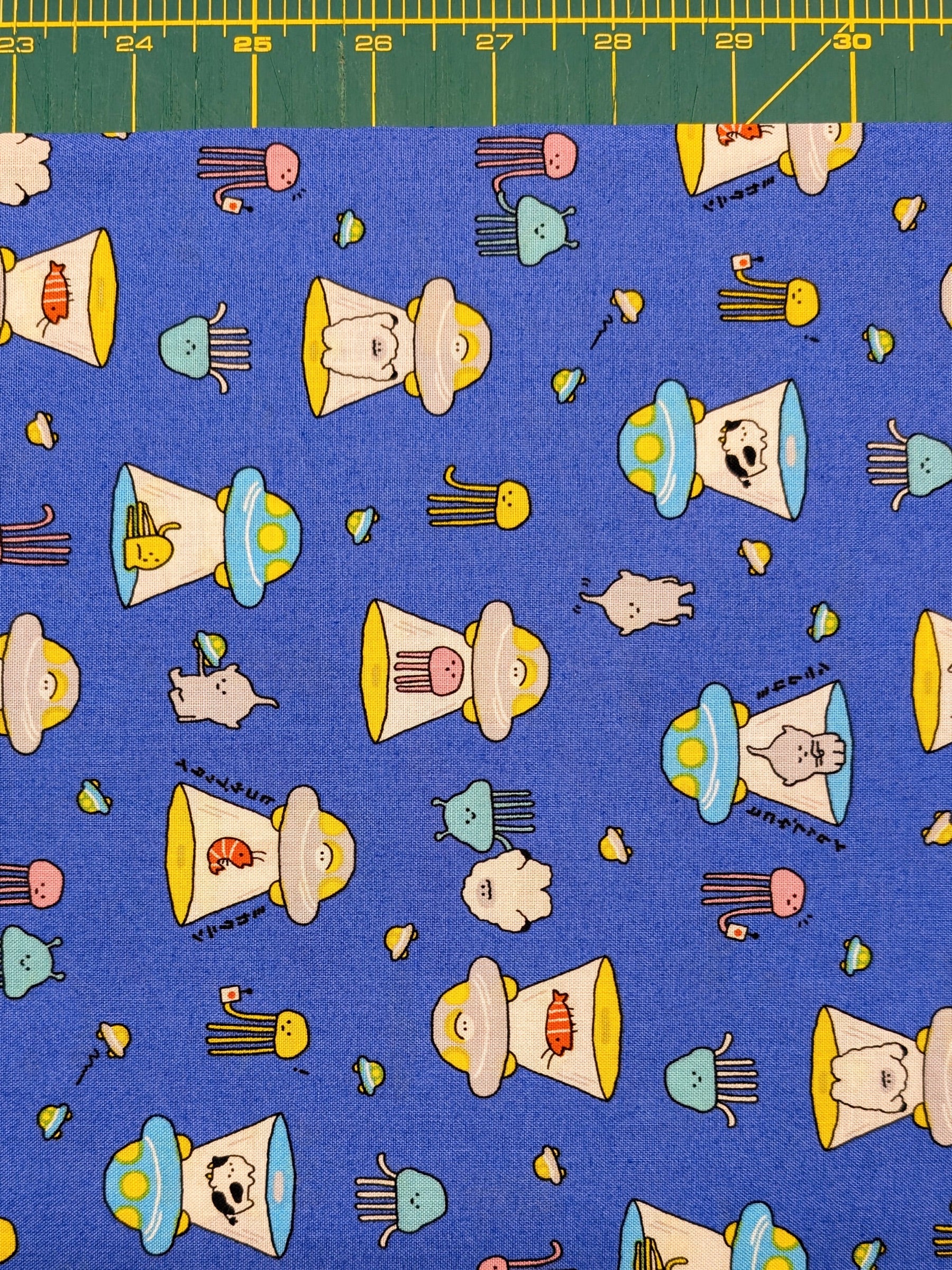 Cosmo - Tiny Aliens Cotton Sheeting Fabric - Blue