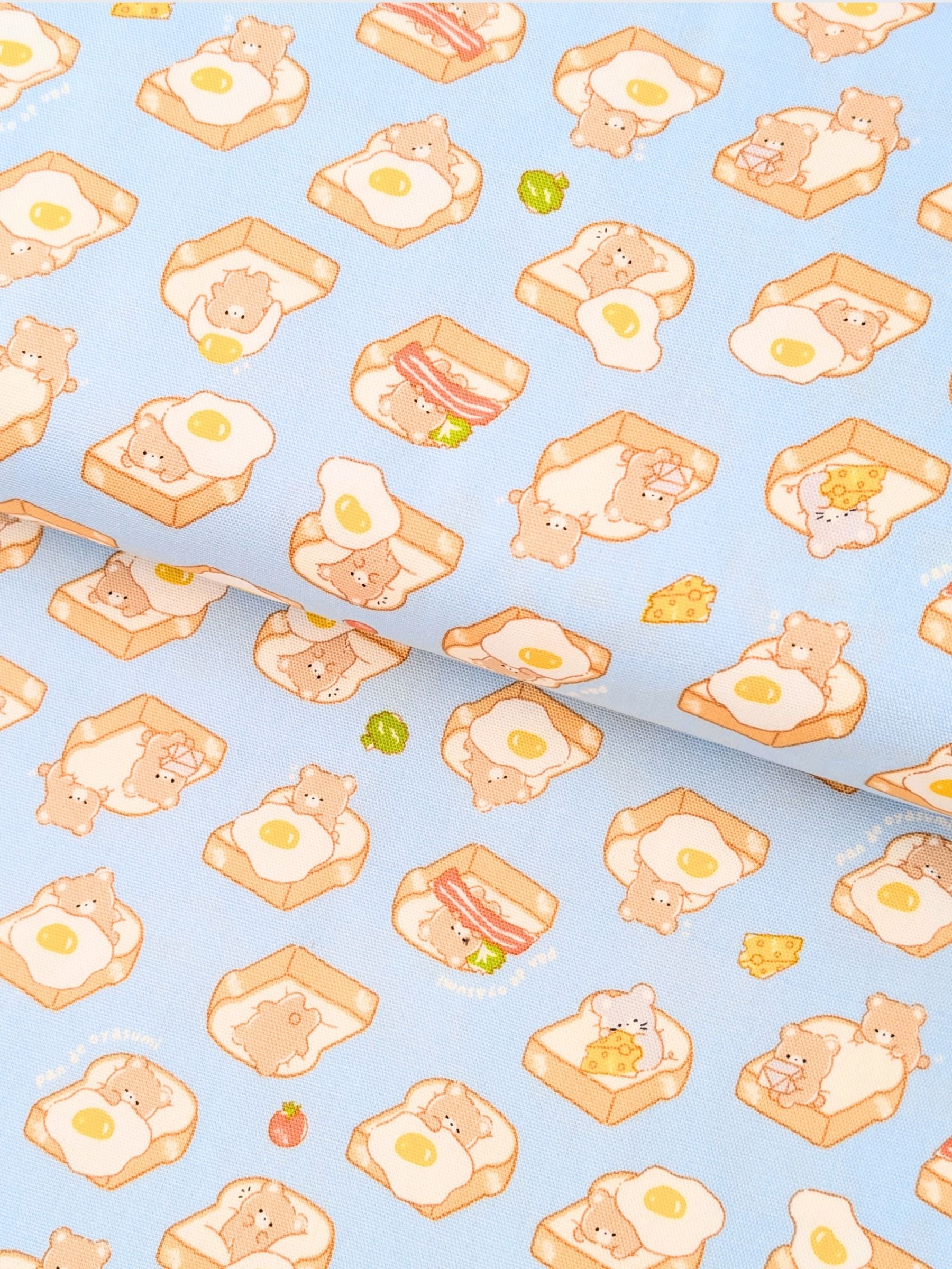 Cosmo - Bear Toast Cotton Oxford Fabric - Blue