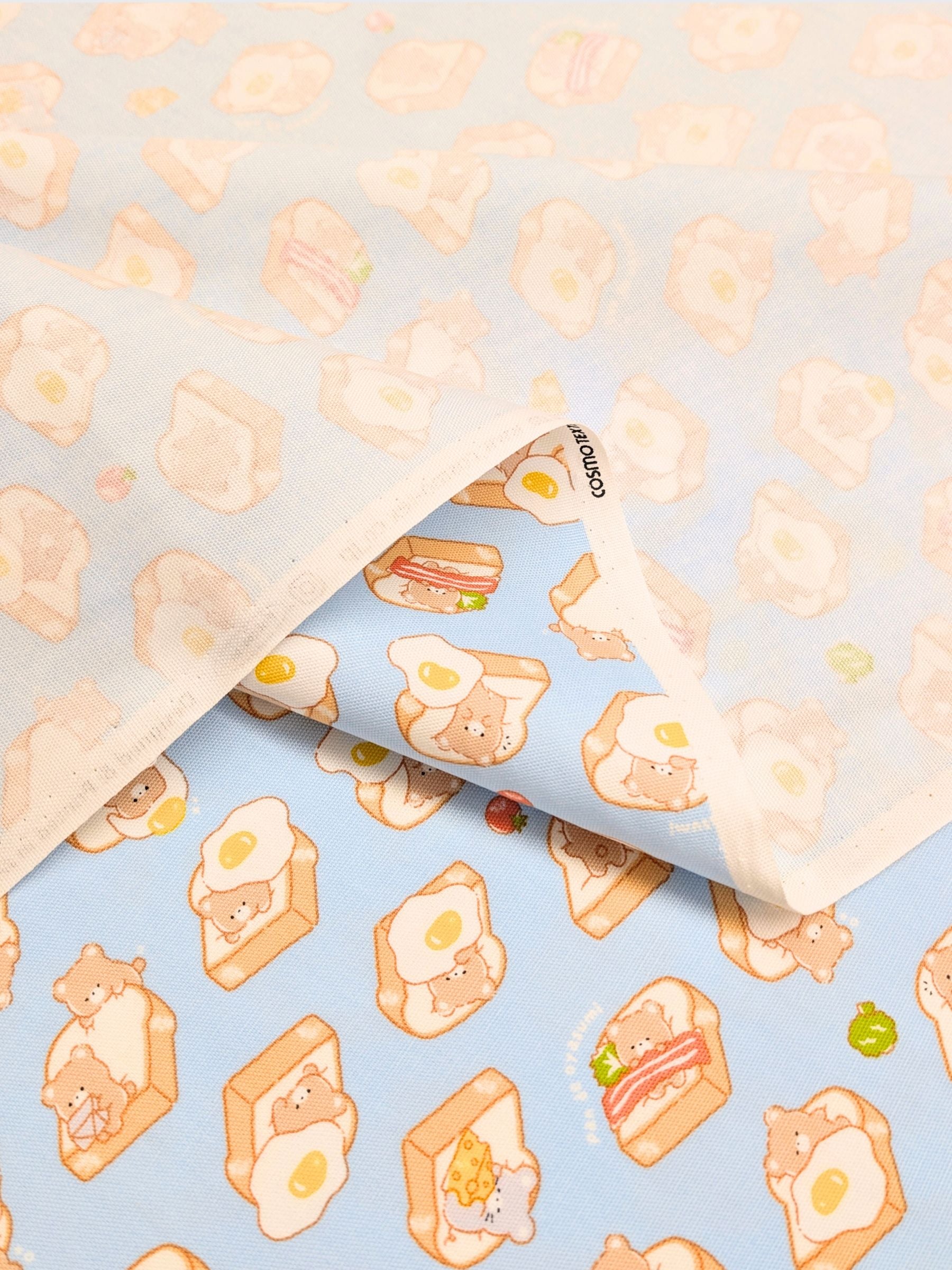 Cosmo - Bear Toast Cotton Oxford Fabric - Blue