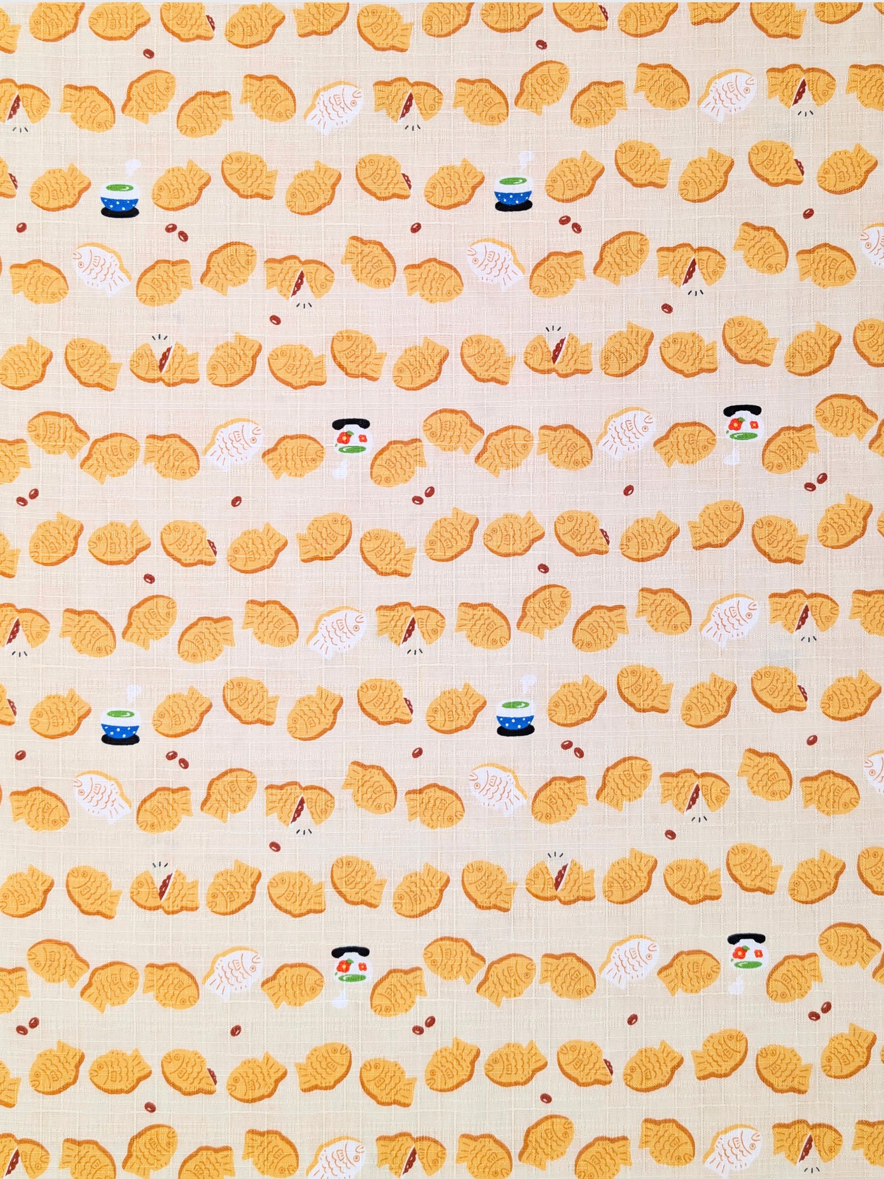 Cosmo - Taiyaki Tea Time Cotton Dobby Fabric - Beige